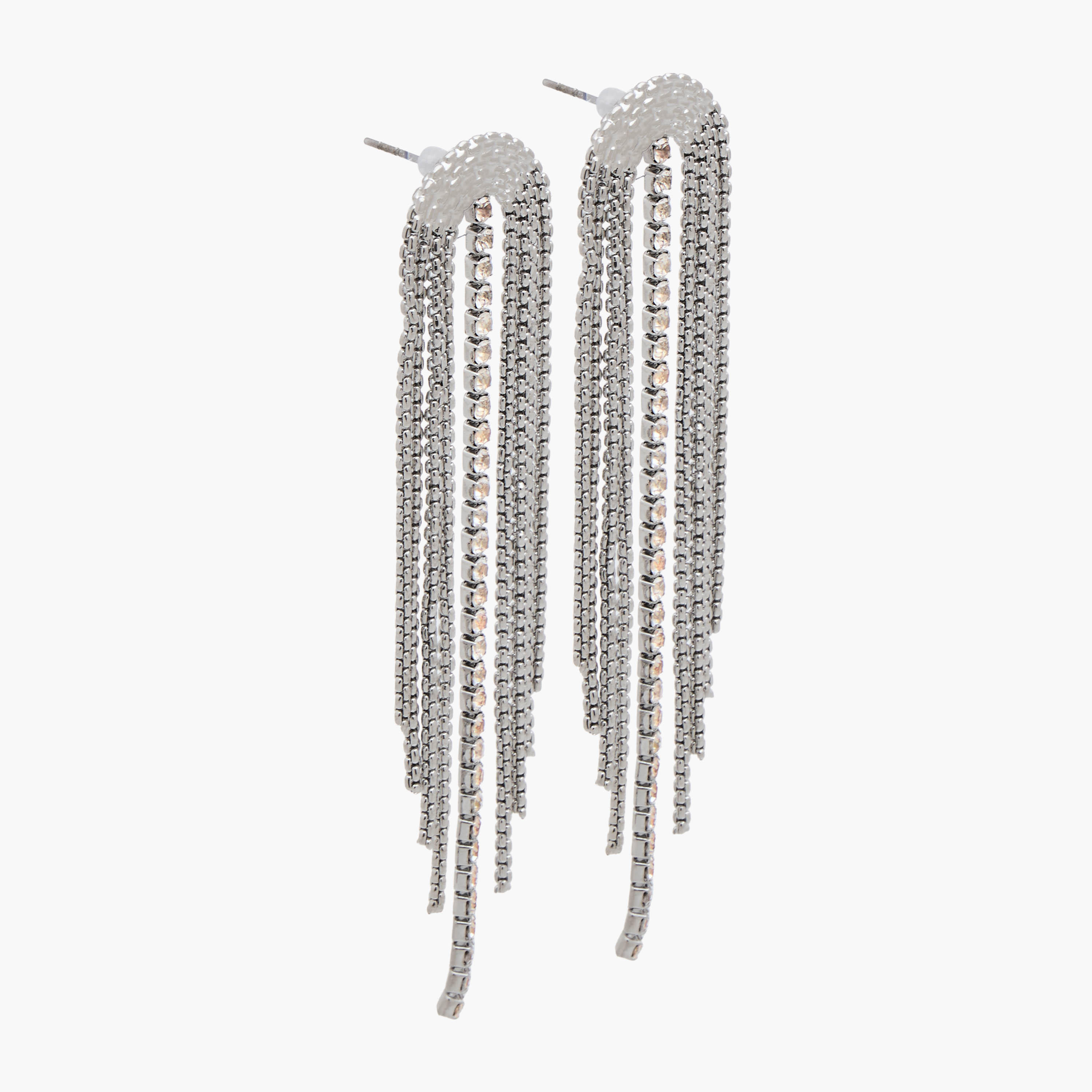 Silver Tone Stone Embellished Dangling Earrings with Pushback Closure-women-watchesandjewellery-jewellery-earrings-image-2