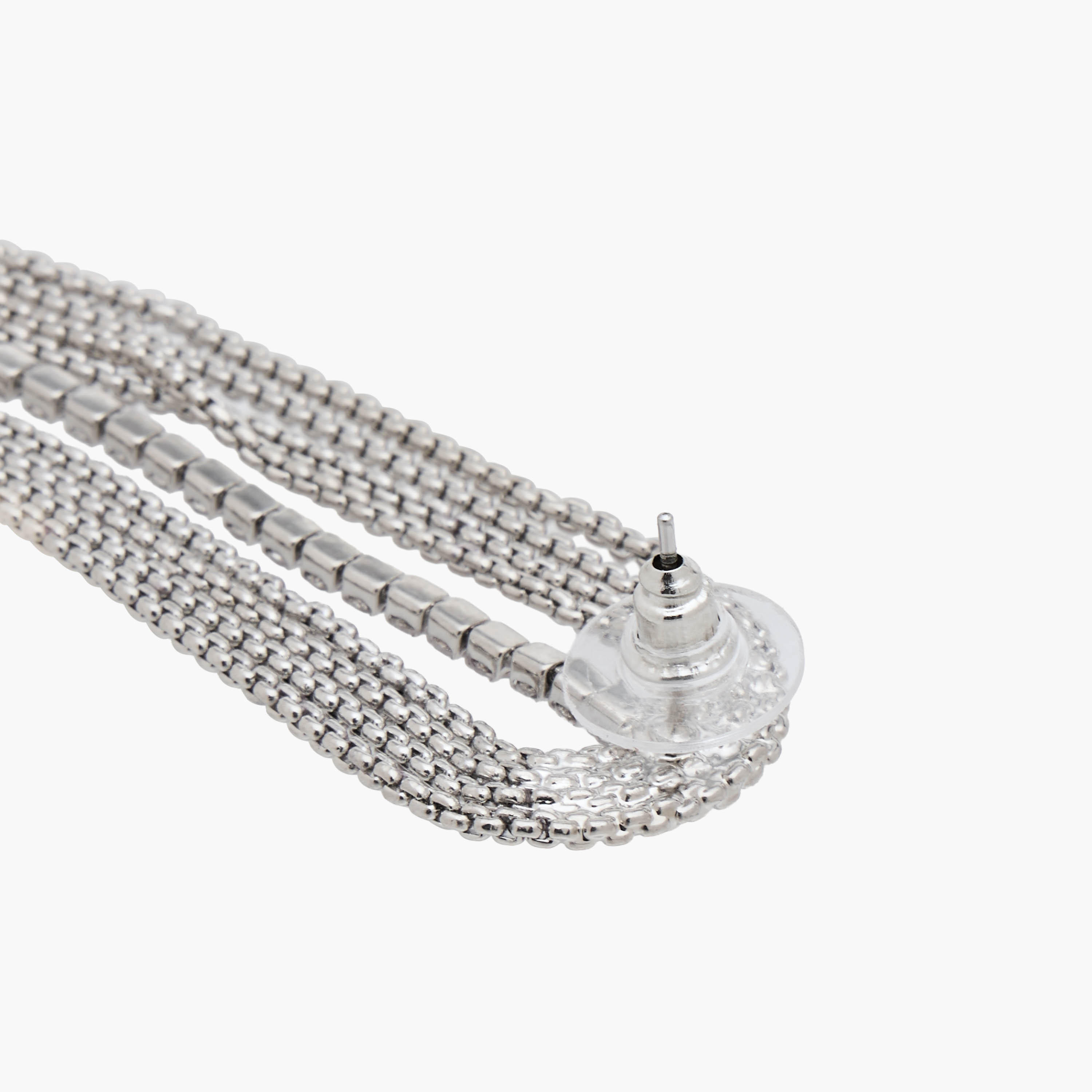 Silver Tone Stone Embellished Dangling Earrings with Pushback Closure-women-watchesandjewellery-jewellery-earrings-image-4