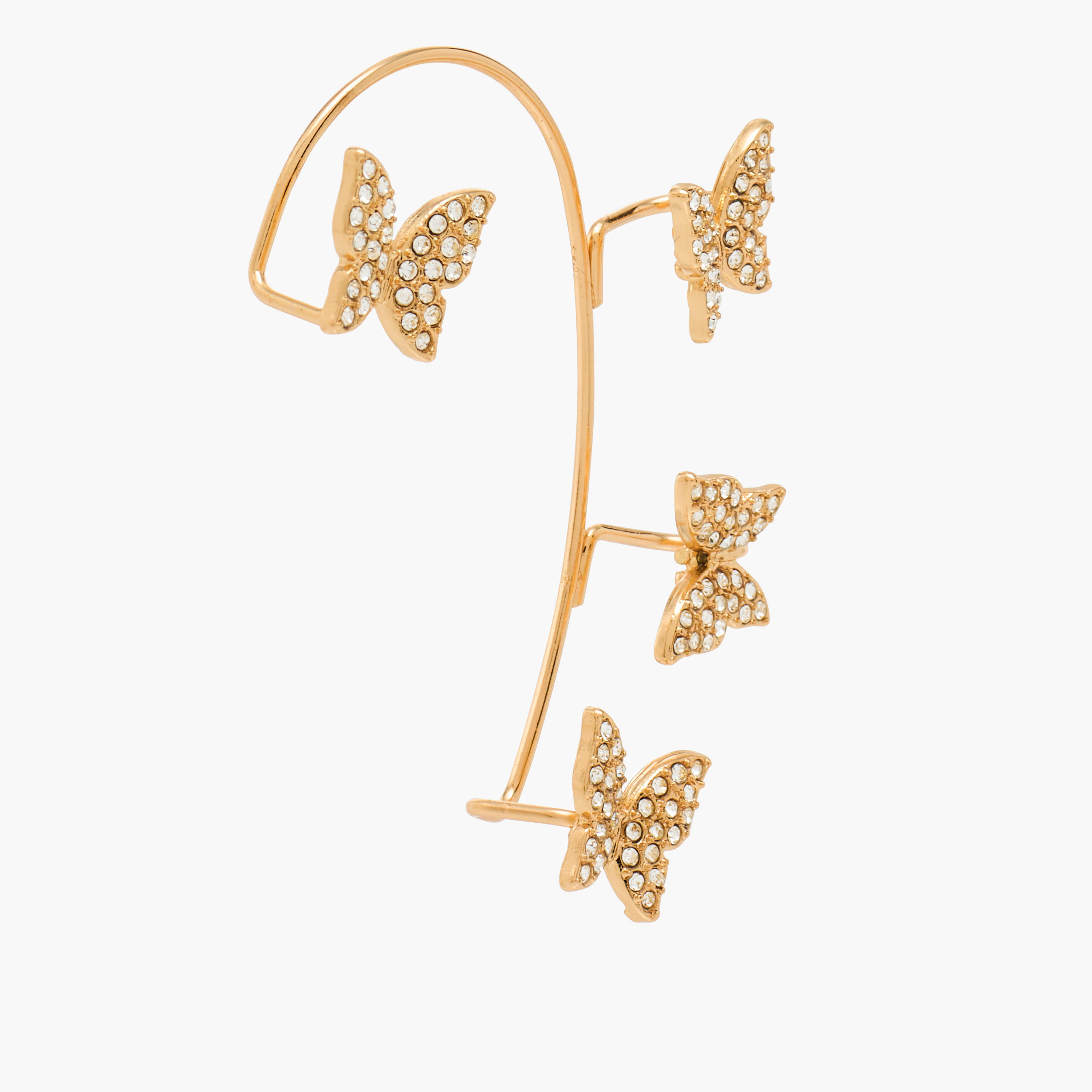 Gold Tone Butterfly Stone Embellished Ear Cuffs-women-watchesandjewellery-jewellery-earrings-image-2