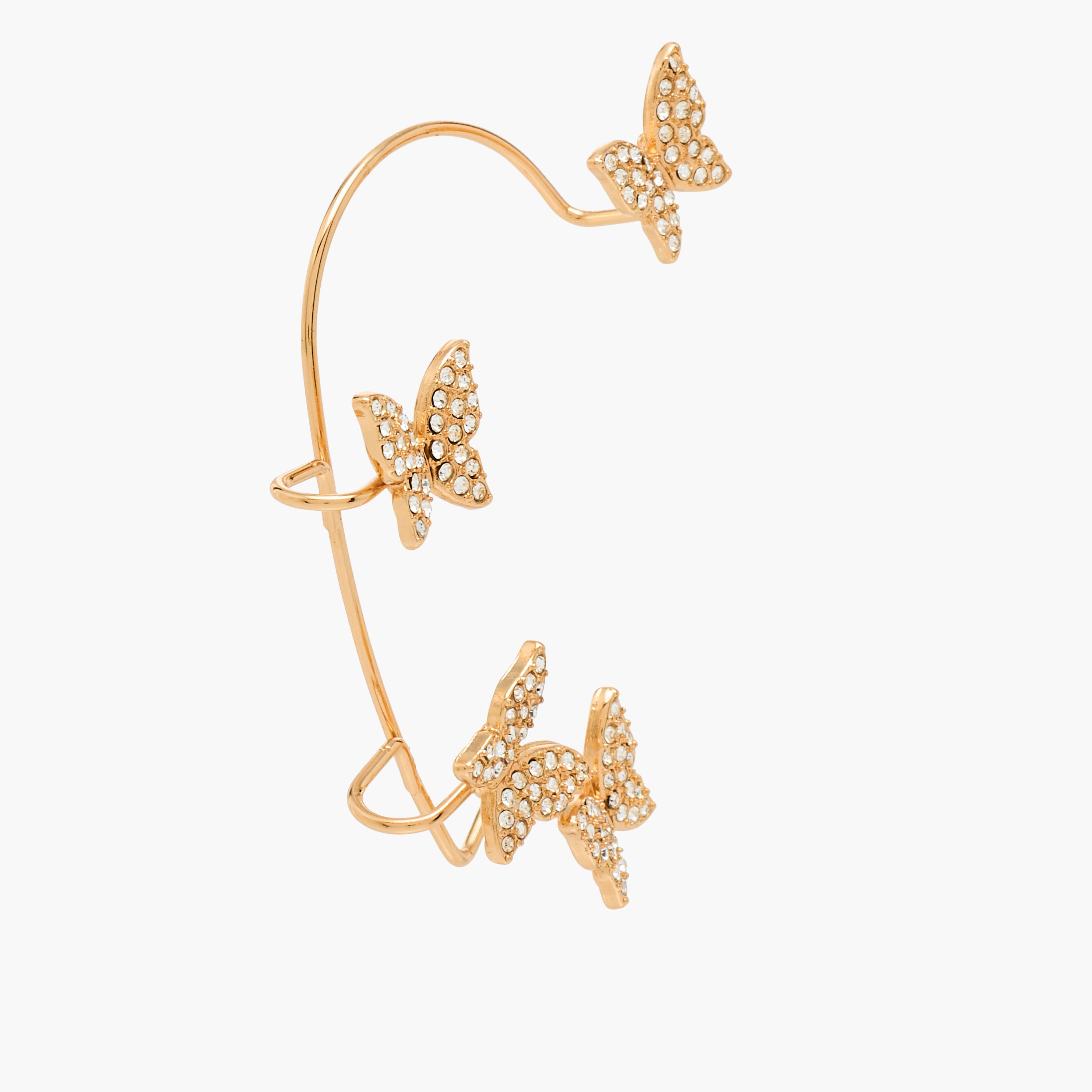 Gold Tone Butterfly Stone Embellished Ear Cuffs-women-watchesandjewellery-jewellery-earrings-image-3