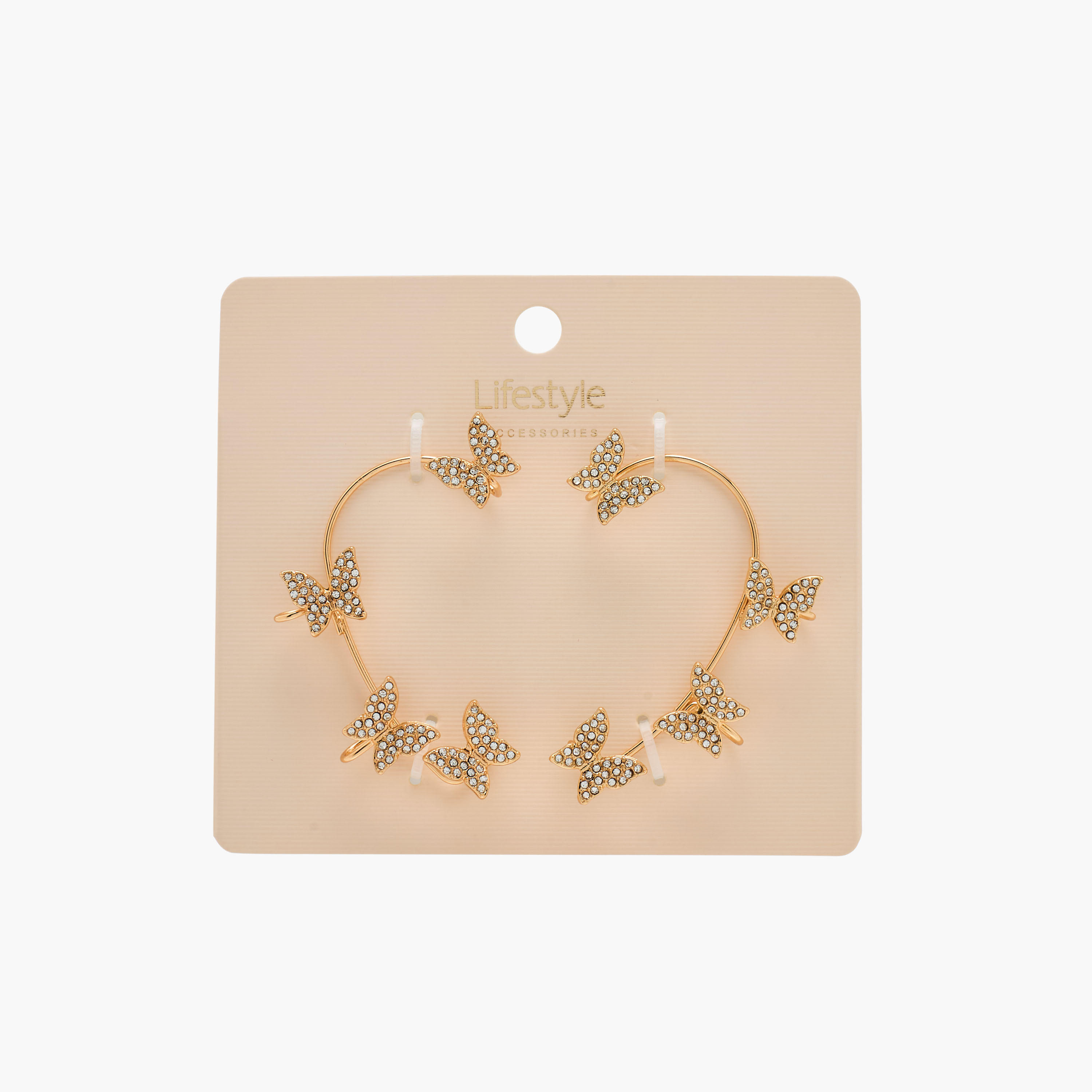 Gold Tone Butterfly Stone Embellished Ear Cuffs-women-watchesandjewellery-jewellery-earrings-image-6