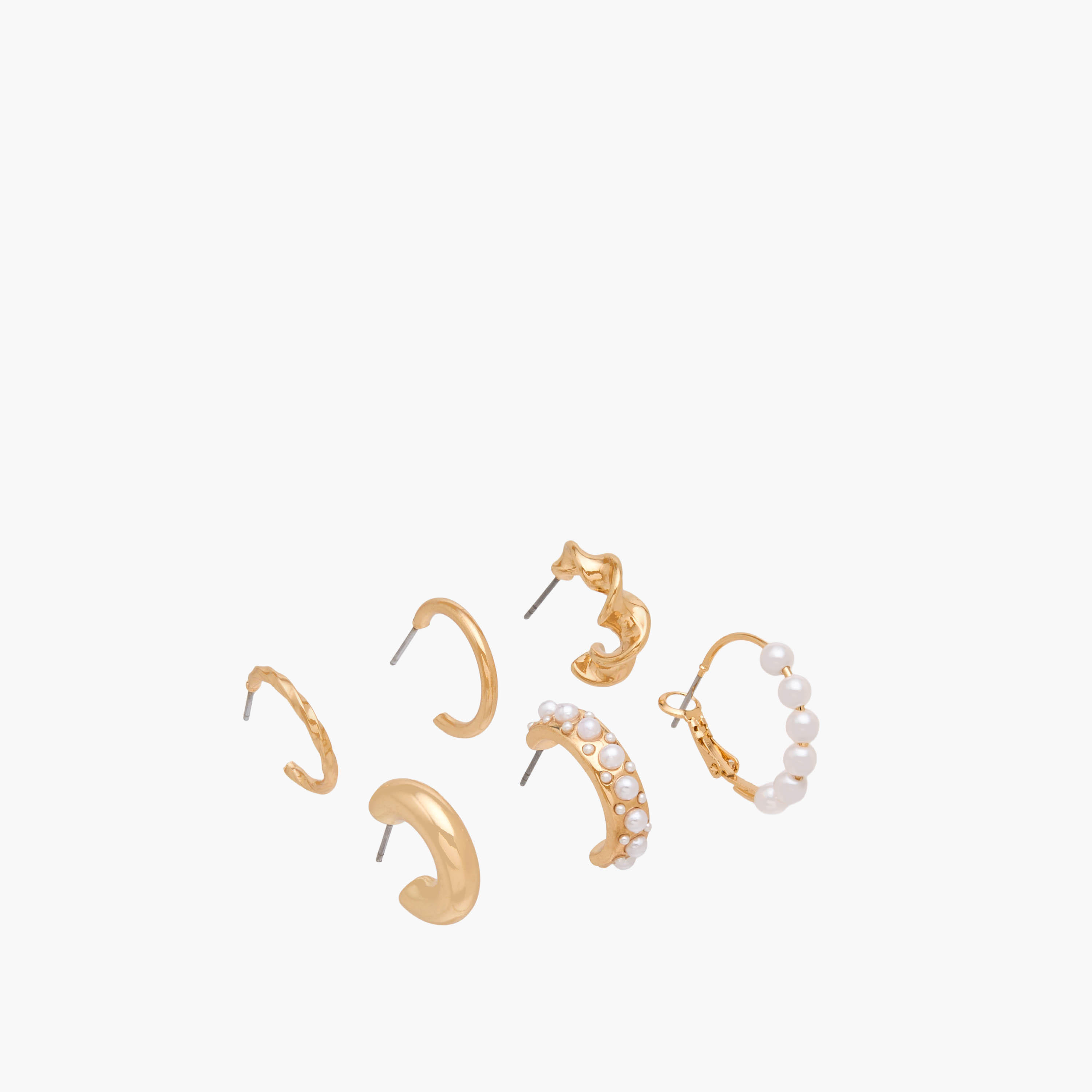 حلقان طوق متنوعة بلون ذهبي ومكبس إغلاق - عبوة 6 أزواج-women-watchesandjewellery-jewellery-earrings-image-2