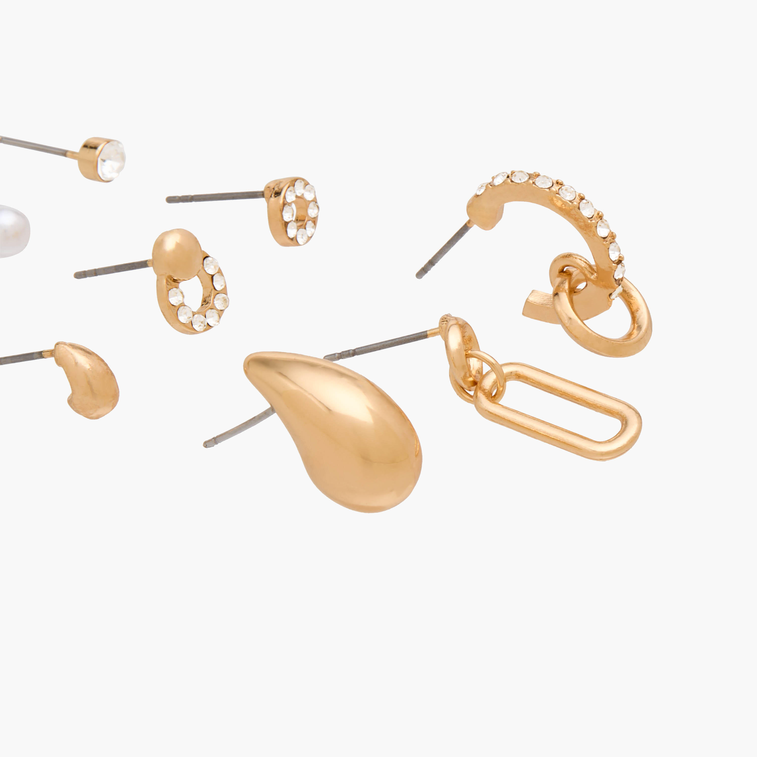 Pack of 9 Metallic Assorted Earrings with Pushback Closure-women-watchesandjewellery-jewellery-earrings-image-3