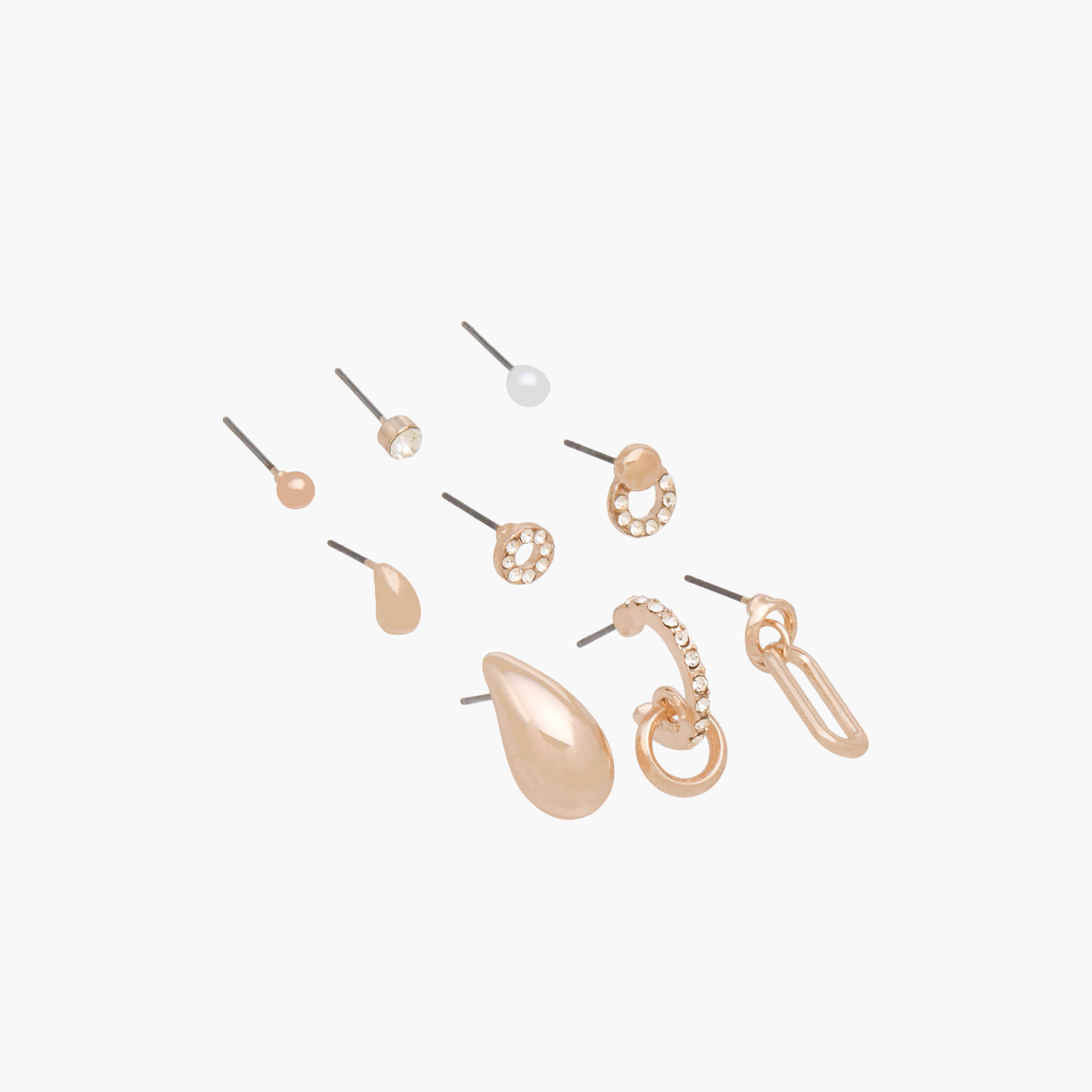 Pack of 9 Gold Tone Assorted Earrings with Pushback Closure-women-watchesandjewellery-jewellery-earrings-image-2