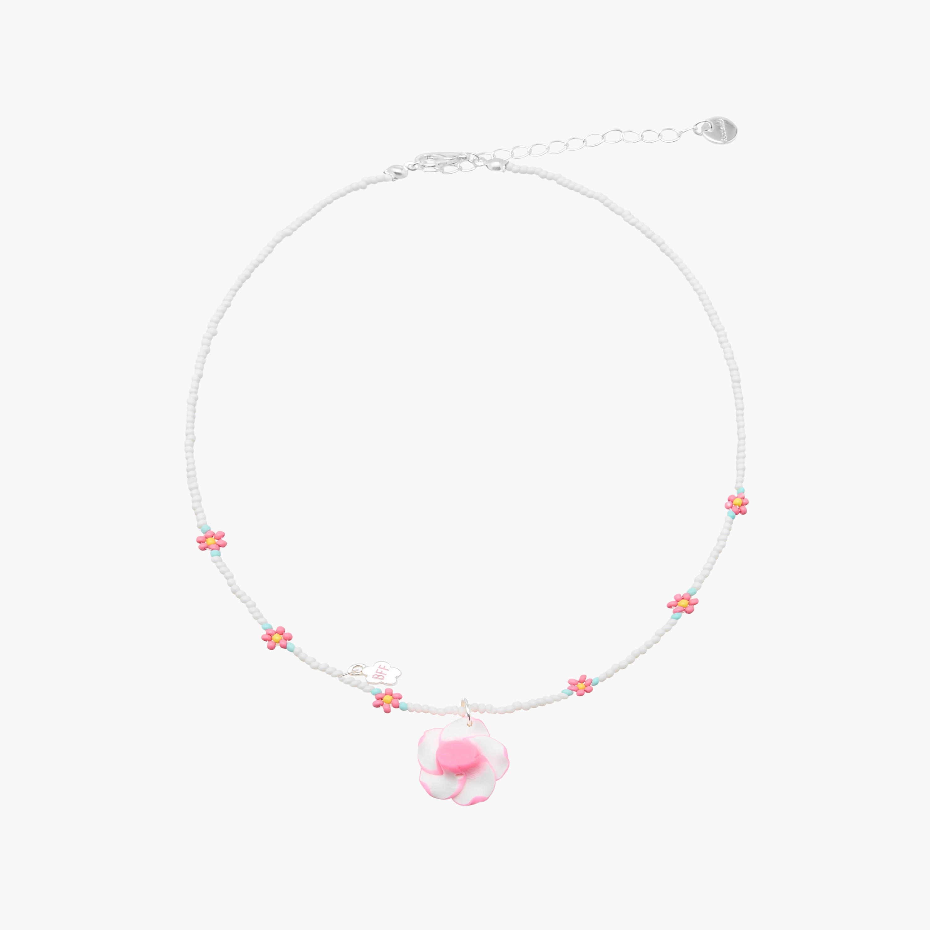 Set of 2 - Silver Tone Necklace with Floral Beaded Design-women-watchesandjewellery-jewellery-necklacesandpendants-image-3