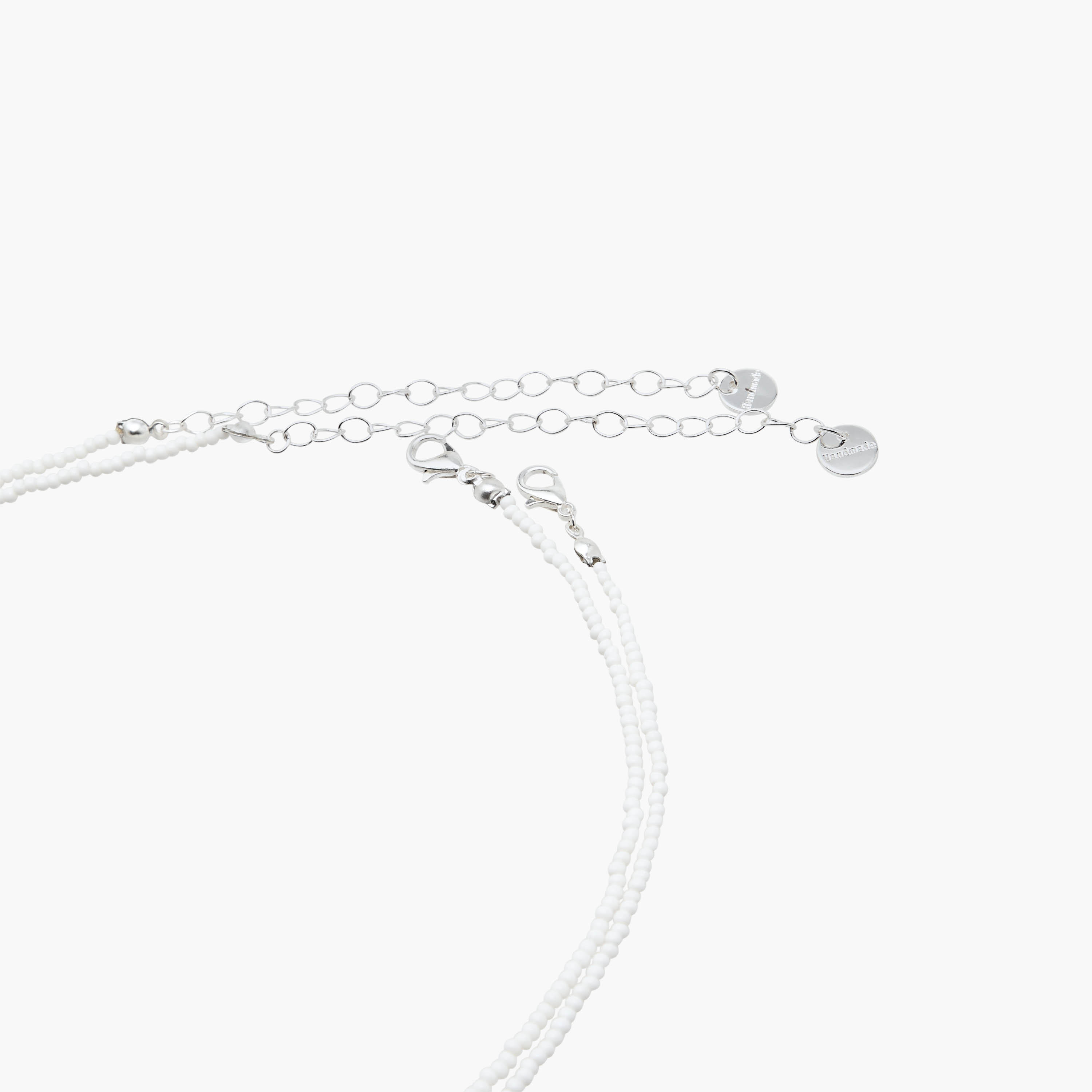 Set of 2 - Silver Tone Necklace with Floral Beaded Design-women-watchesandjewellery-jewellery-necklacesandpendants-image-4