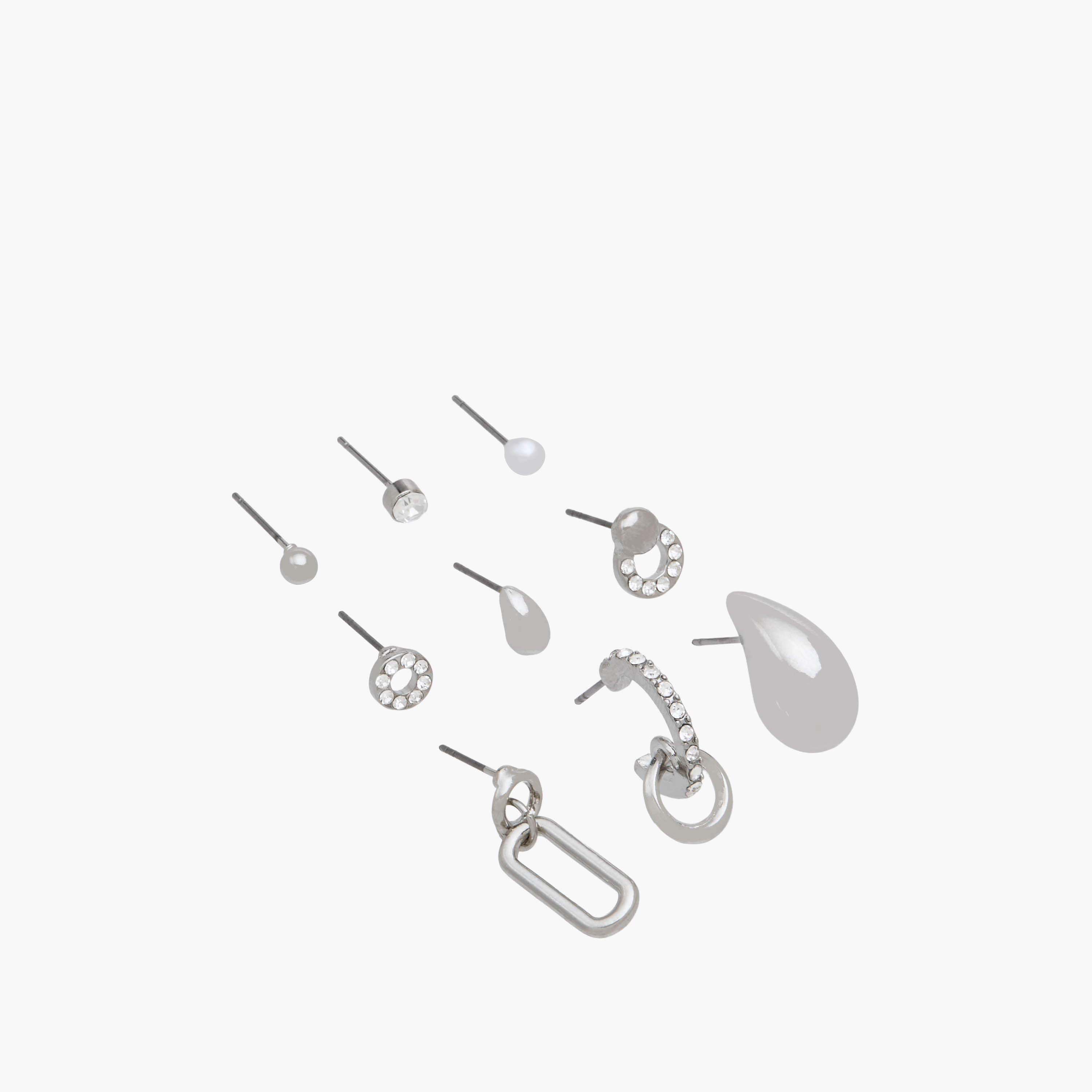 حلقان ميتاليك متنوعة بمكبس إغلاق - عبوة 9 أزواج-women-watchesandjewellery-jewellery-earrings-image-2