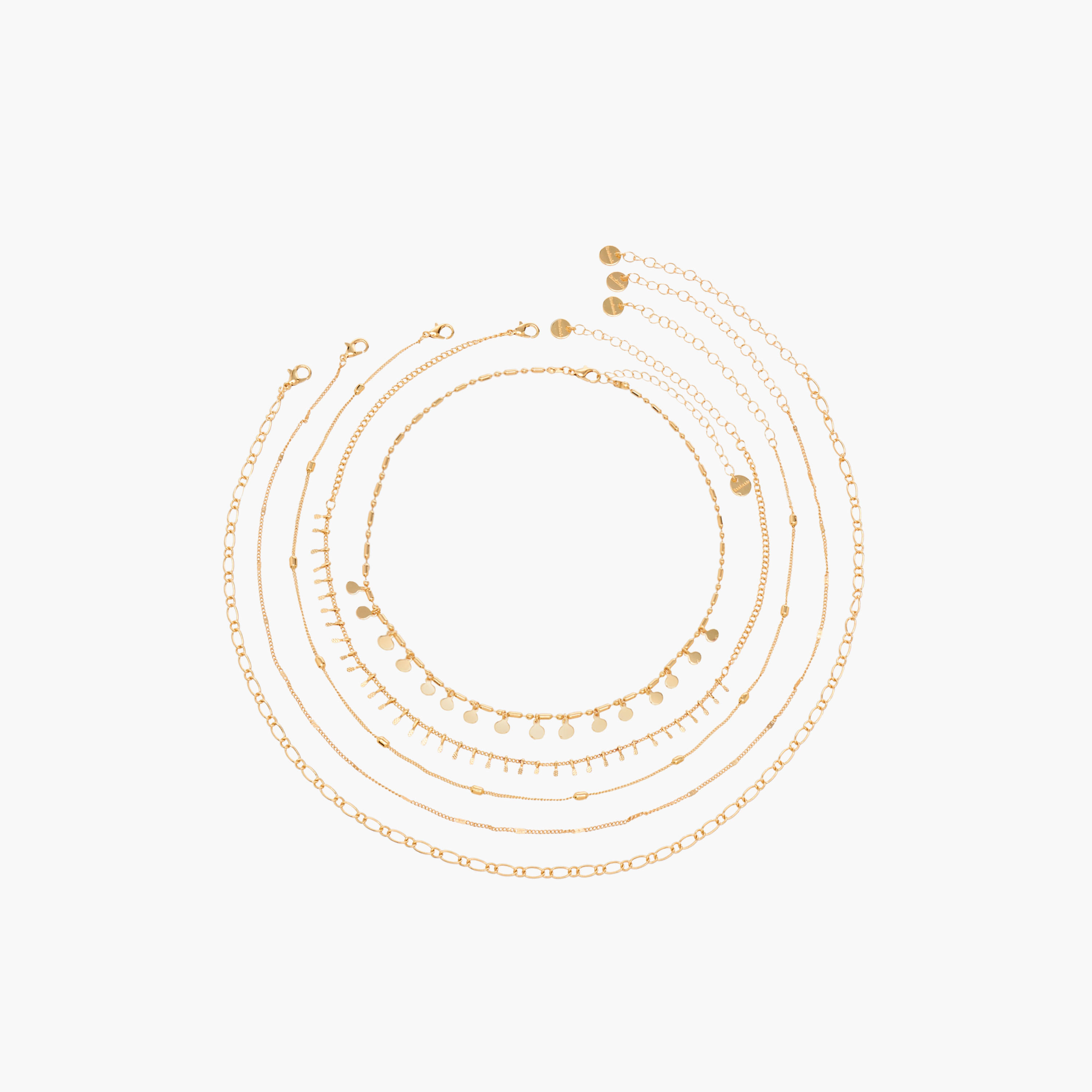 Set of 5 - Gold Tone Necklace with Lobster Clasp Closure-women-watchesandjewellery-jewellery-necklacesandpendants-image-1