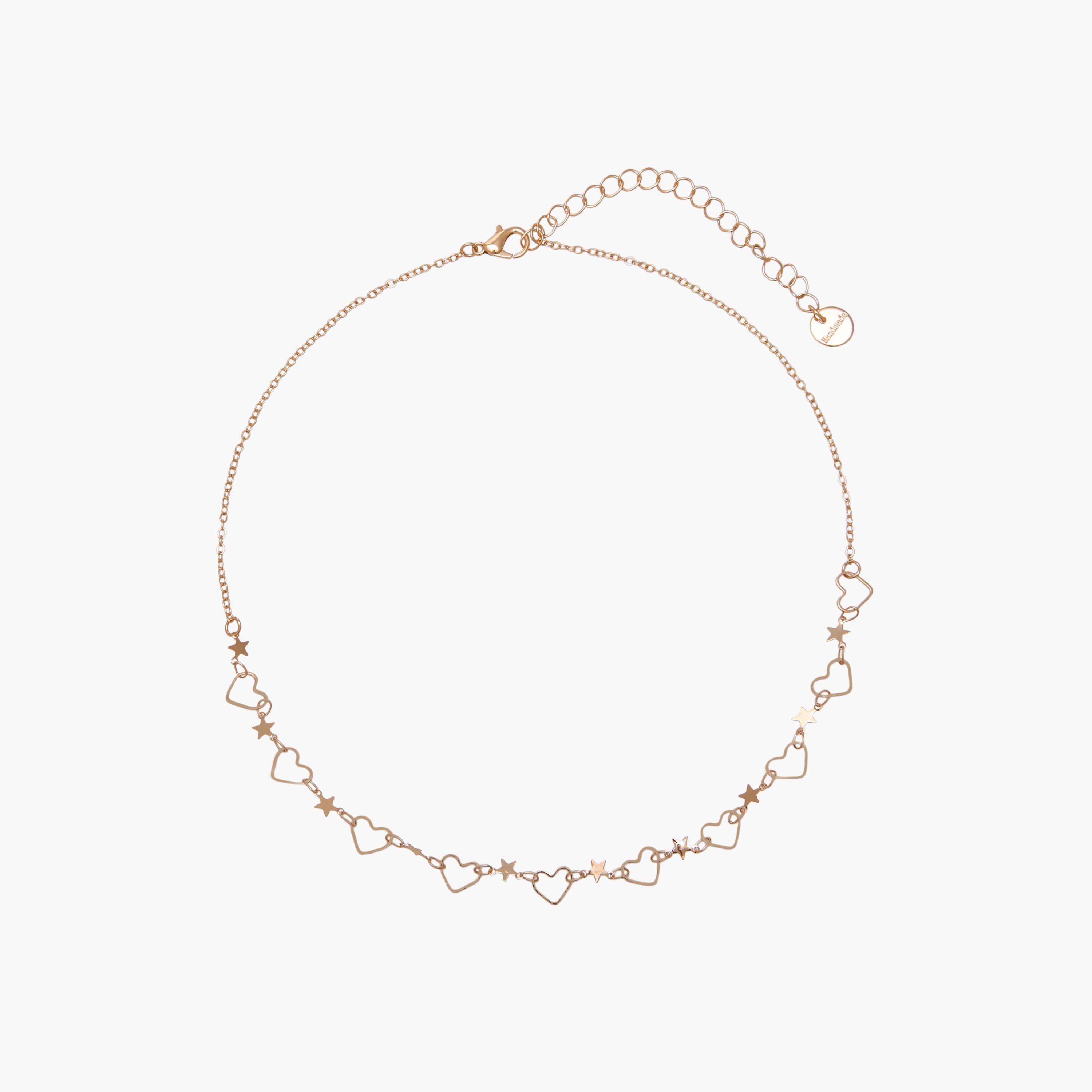 Set of 5 - Gold Tone Necklace with Heart Embellished Design-women-watchesandjewellery-jewellery-necklacesandpendants-image-6