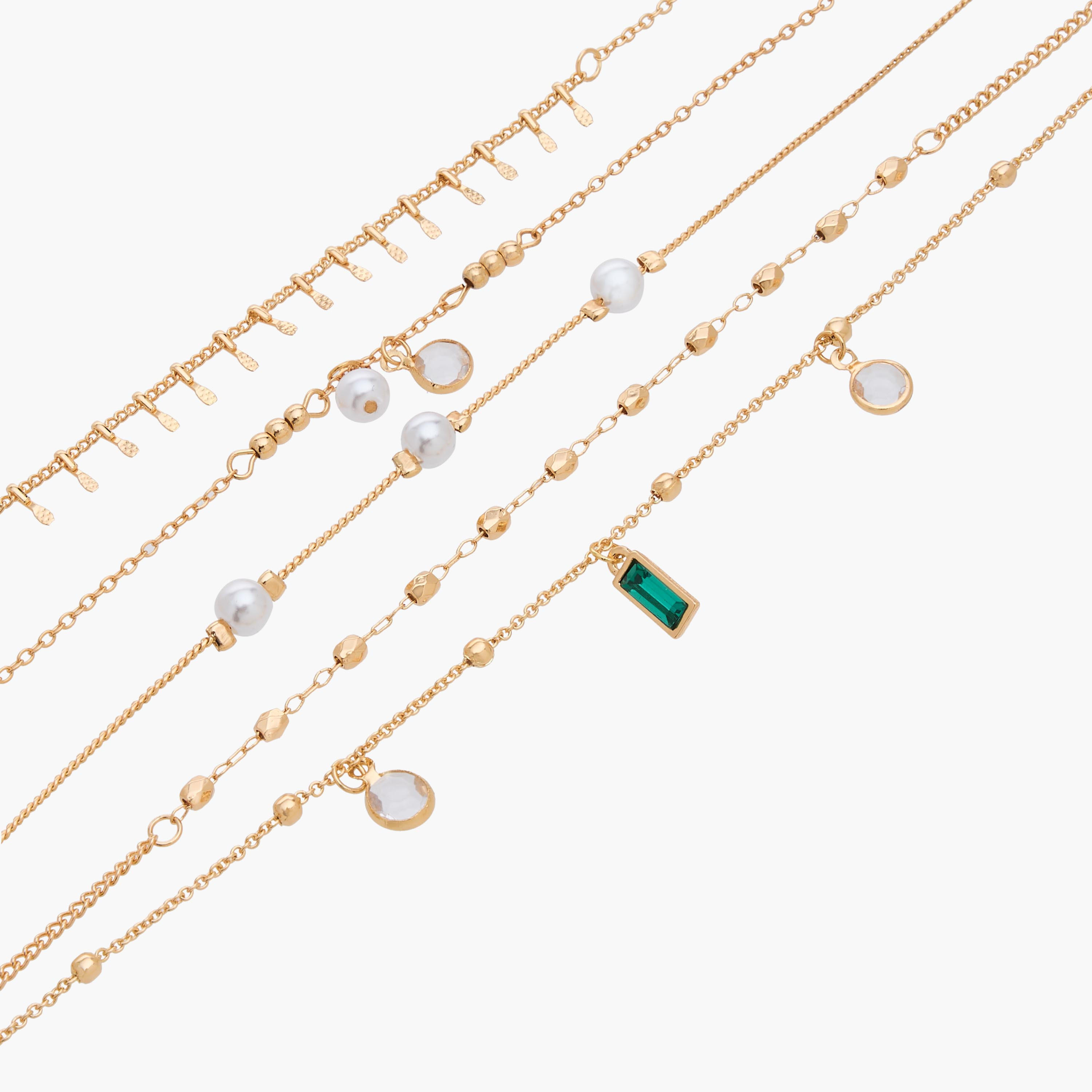 Pack of 5 Gold Tone Embellished Anklet-women-watchesandjewellery-jewellery-anklets-image-12