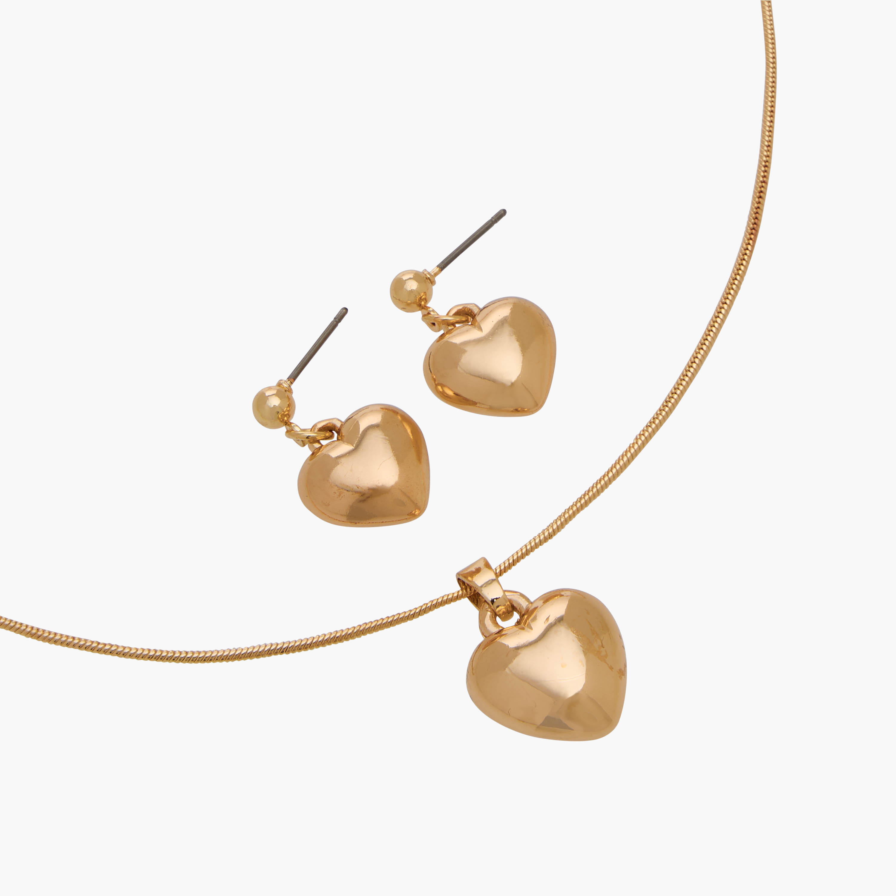 Set of 2 - Metallic Heart Pendant Necklace and Earrings-women-watchesandjewellery-jewellery-jewellerysets-image-3
