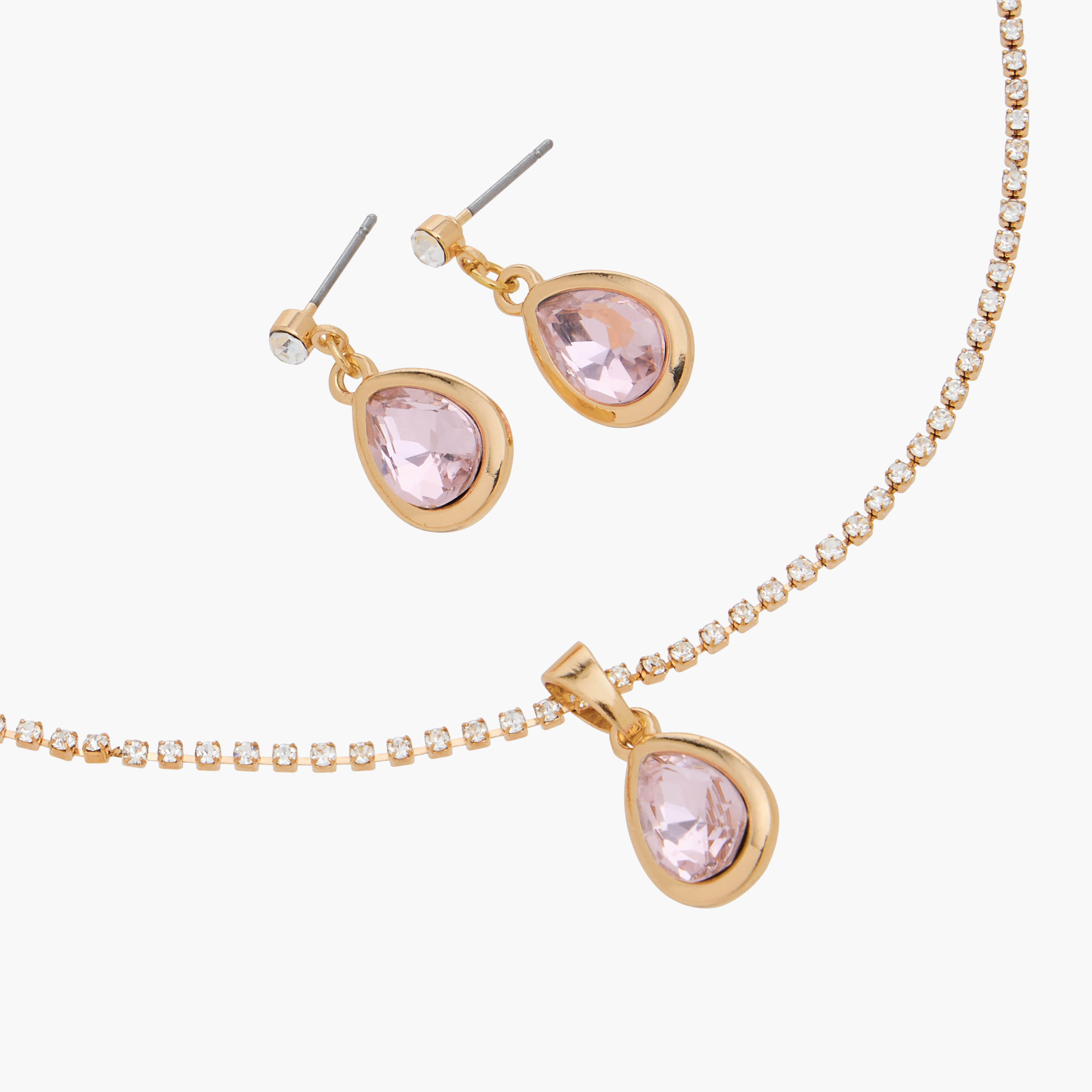 Set of 2 - Stone Embellished Gold Tone Pendant Necklace and Earrings-women-watchesandjewellery-jewellery-jewellerysets-image-3