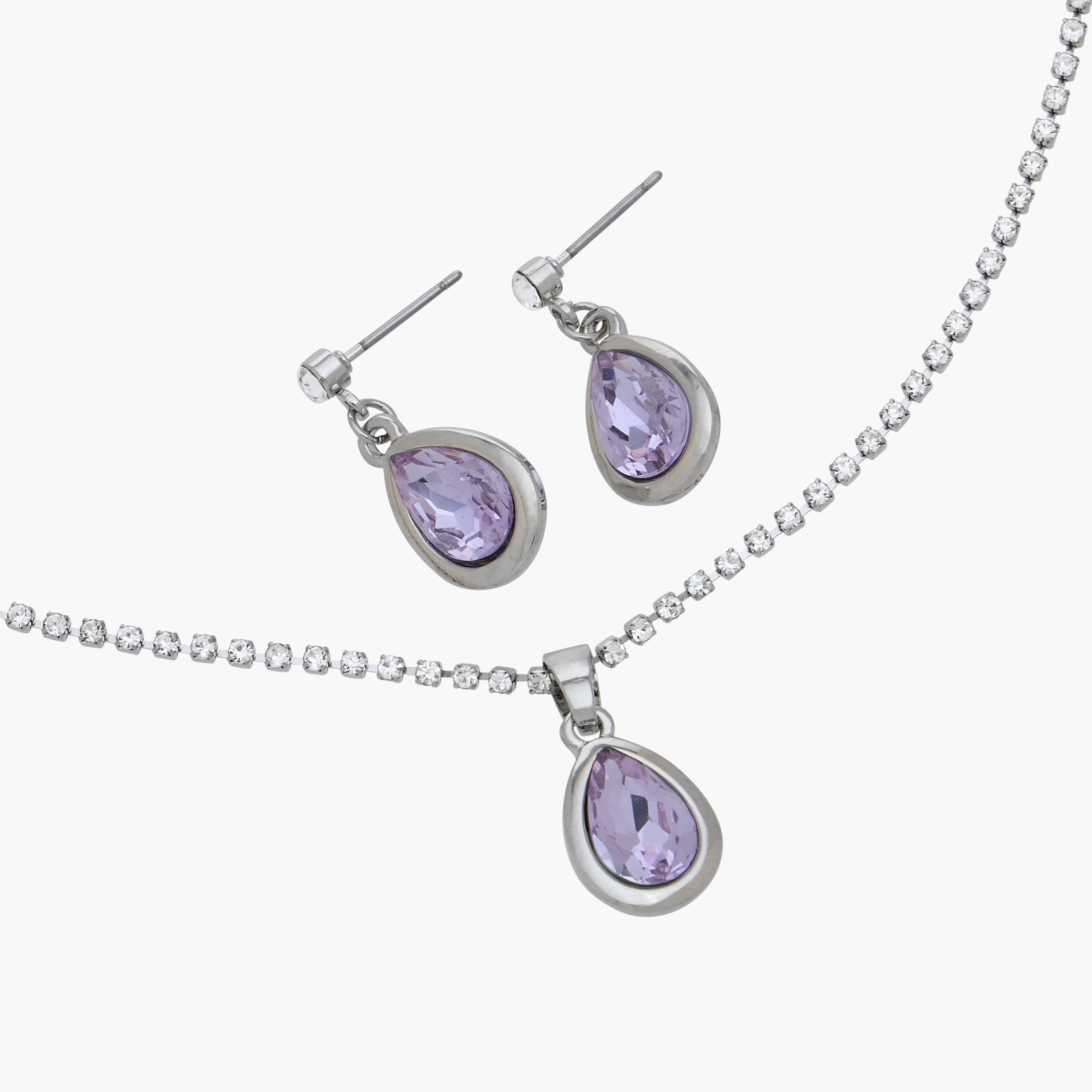 Set of 2 - Embellished Metal Pendant Necklace and Earrings-women-watchesandjewellery-jewellery-jewellerysets-image-4