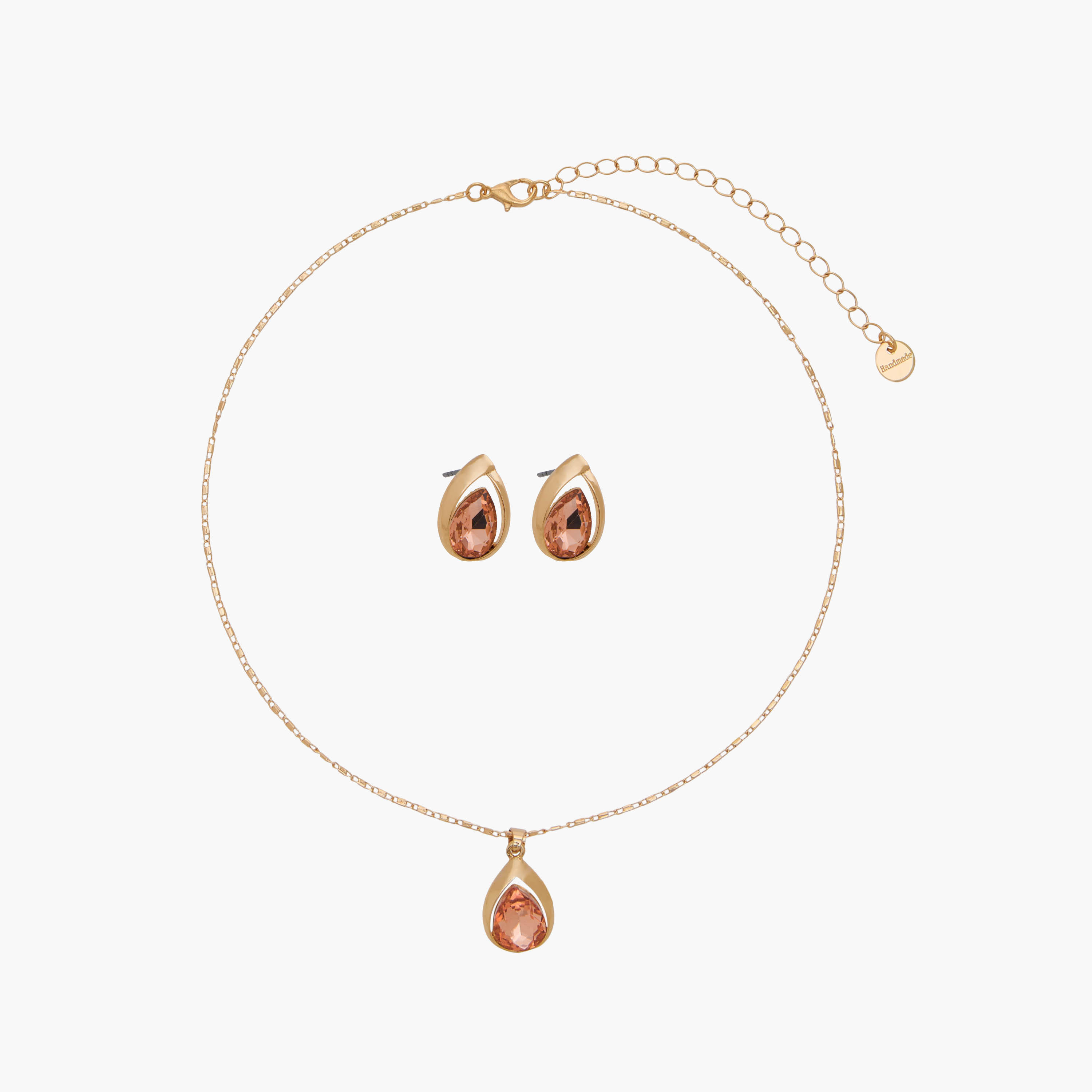 حلق وعقد مزين بلون ذهبي ودلاية - طقم من قطعتين-women-watchesandjewellery-jewellery-jewellerysets-image-1