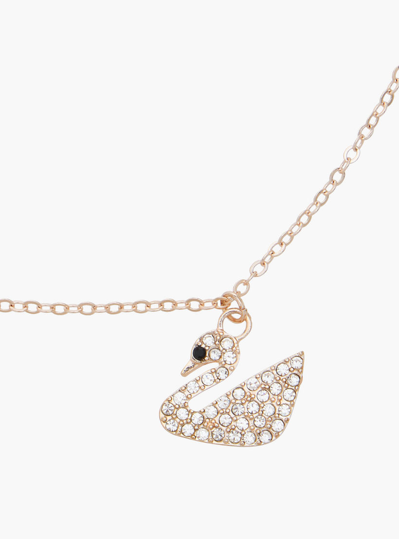 Set of 2 - Metal Stone Embellished Swan Pendant Necklace and Earrings-women-watchesandjewellery-jewellery-jewellerysets-image-7