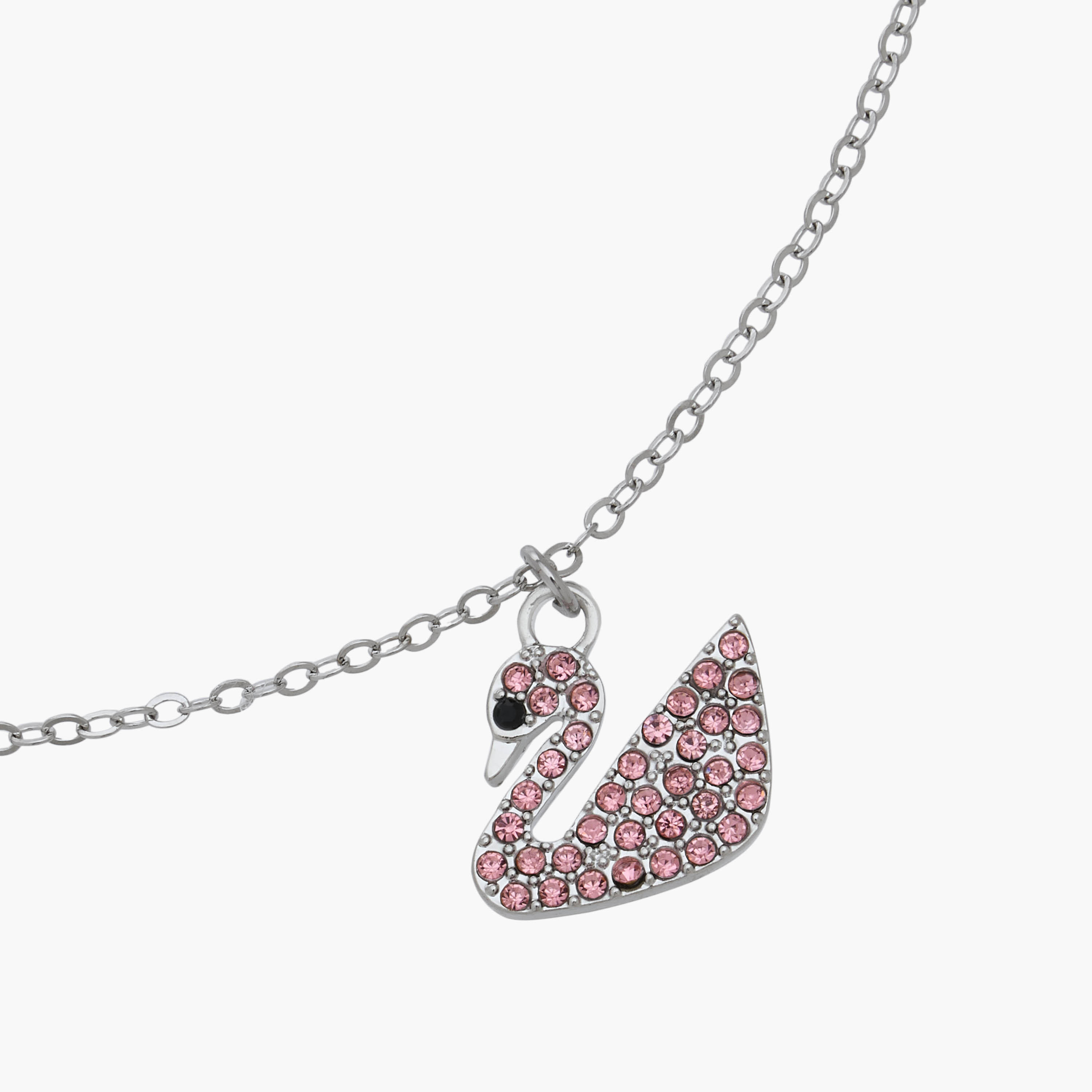 Set of 2 - Metal Stone Embellished Swan Pendant Necklace and Earrings-women-watchesandjewellery-jewellery-jewellerysets-image-7