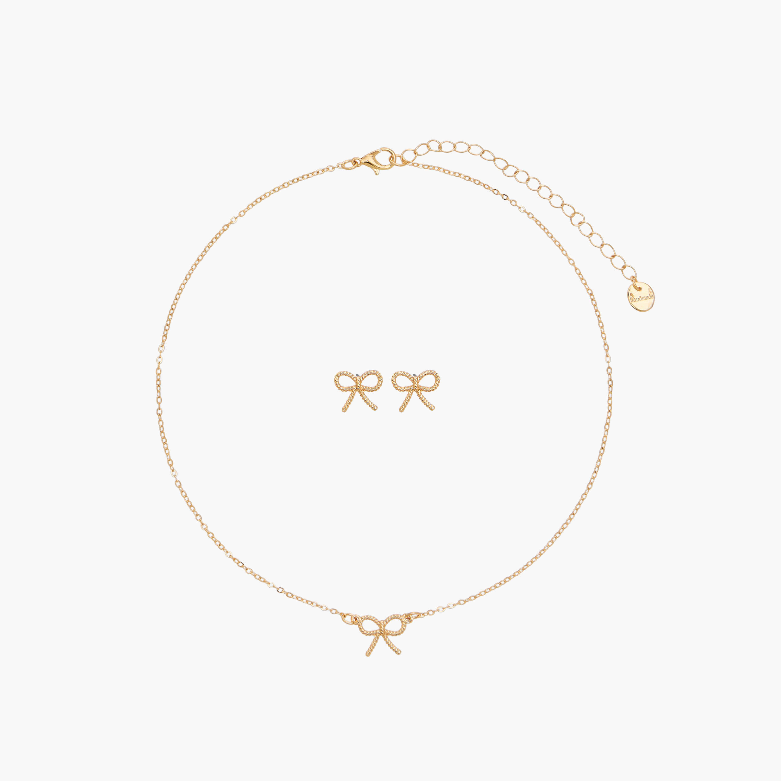 Set of 2 - Gold Tone Bow Pendant Necklace and Earrings-women-watchesandjewellery-jewellery-jewellerysets-image-1