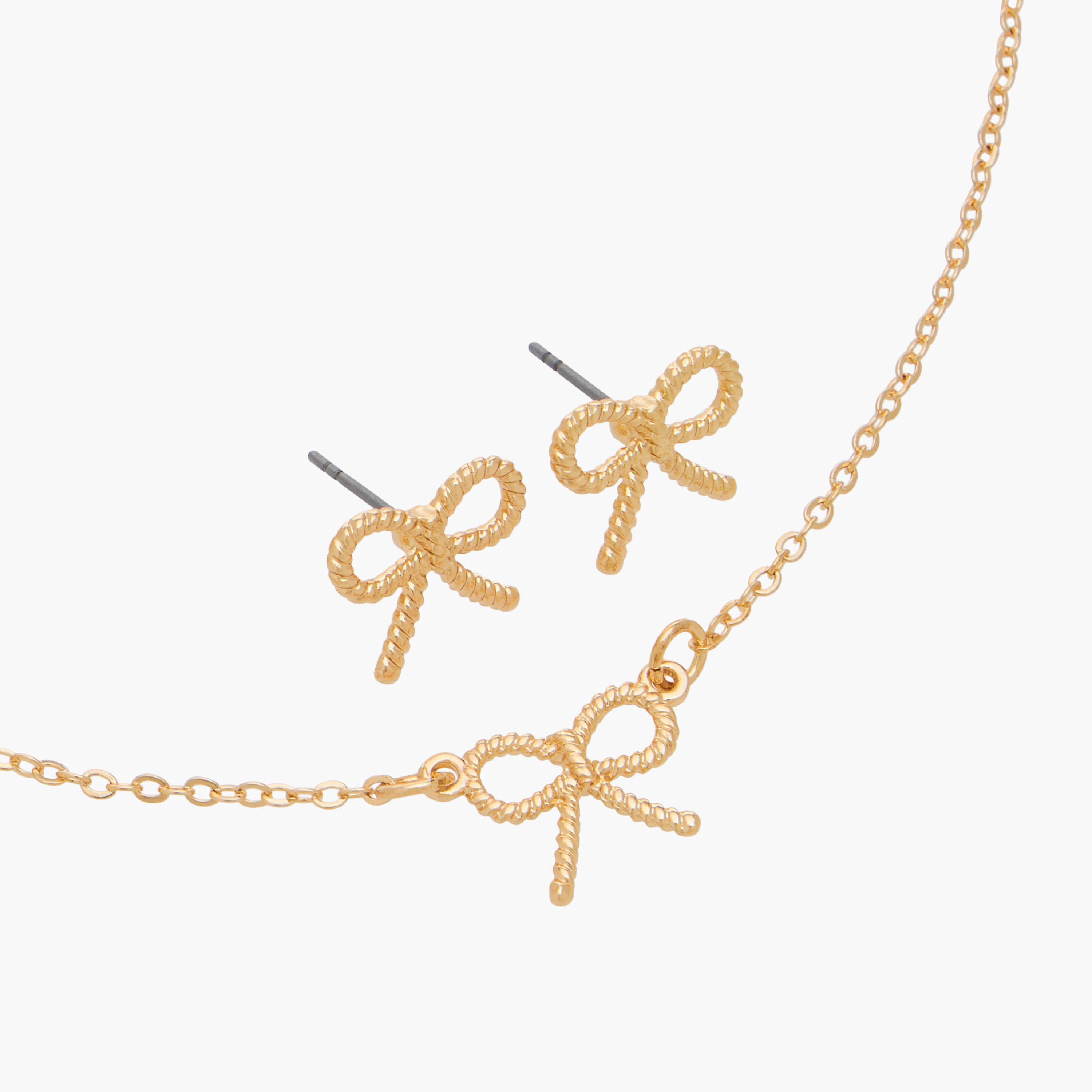 Set of 2 - Gold Tone Bow Pendant Necklace and Earrings-women-watchesandjewellery-jewellery-jewellerysets-image-3