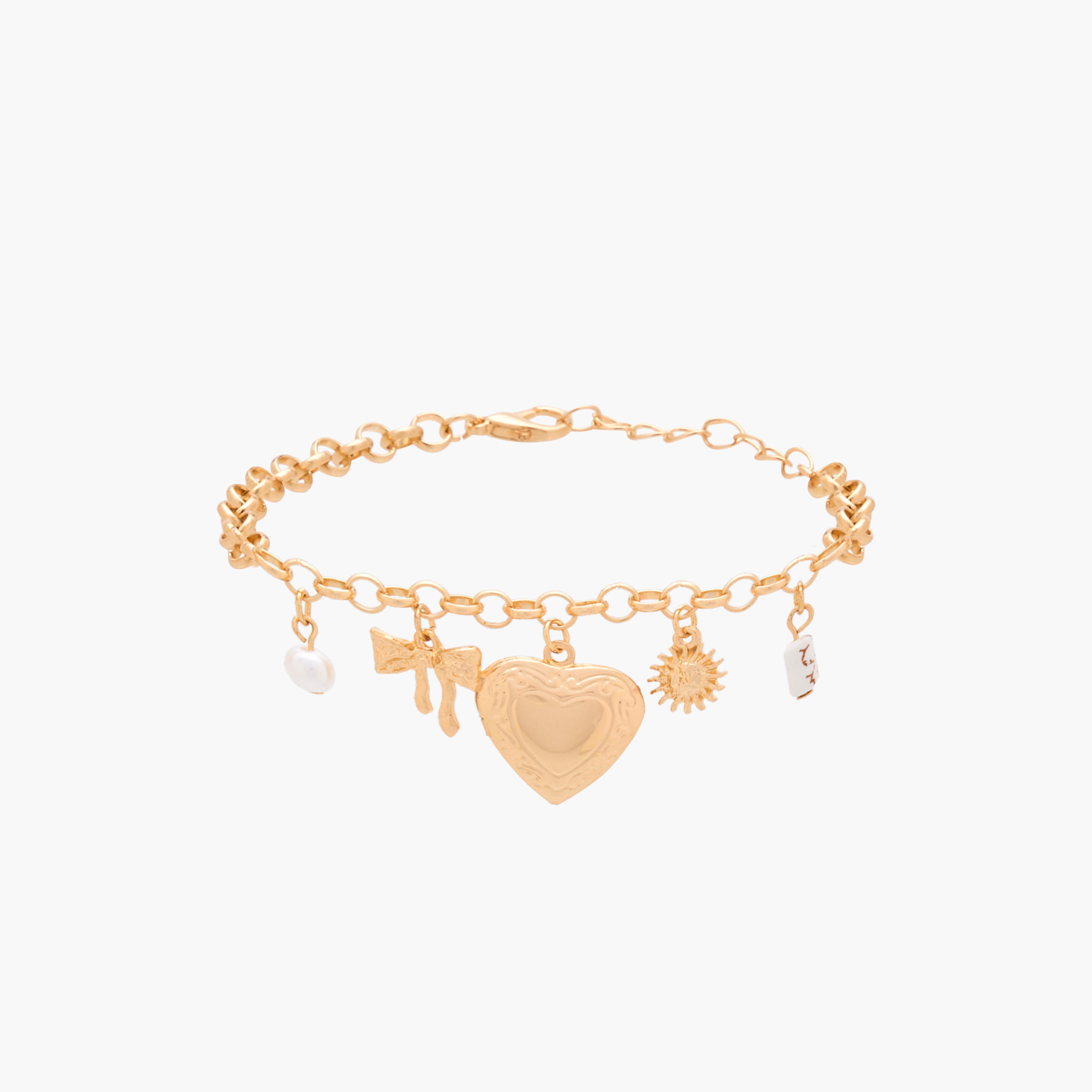 Gold Plated Charm Detail Bracelet-women-watchesandjewellery-jewellery-banglesandbracelets-image-1