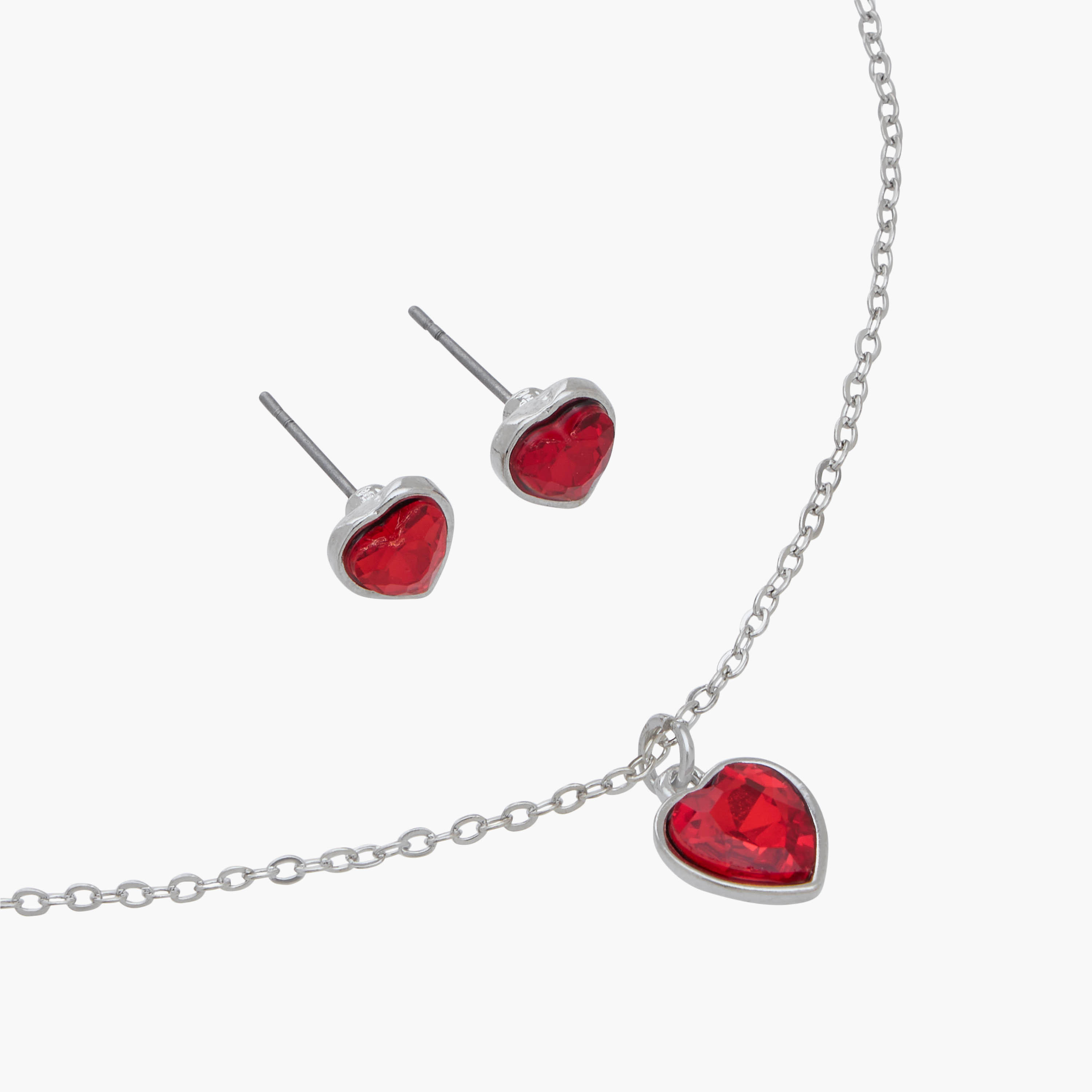 Set of 2 - Embellished Silver Tone Necklace and Earrings-women-watchesandjewellery-jewellery-jewellerysets-image-3