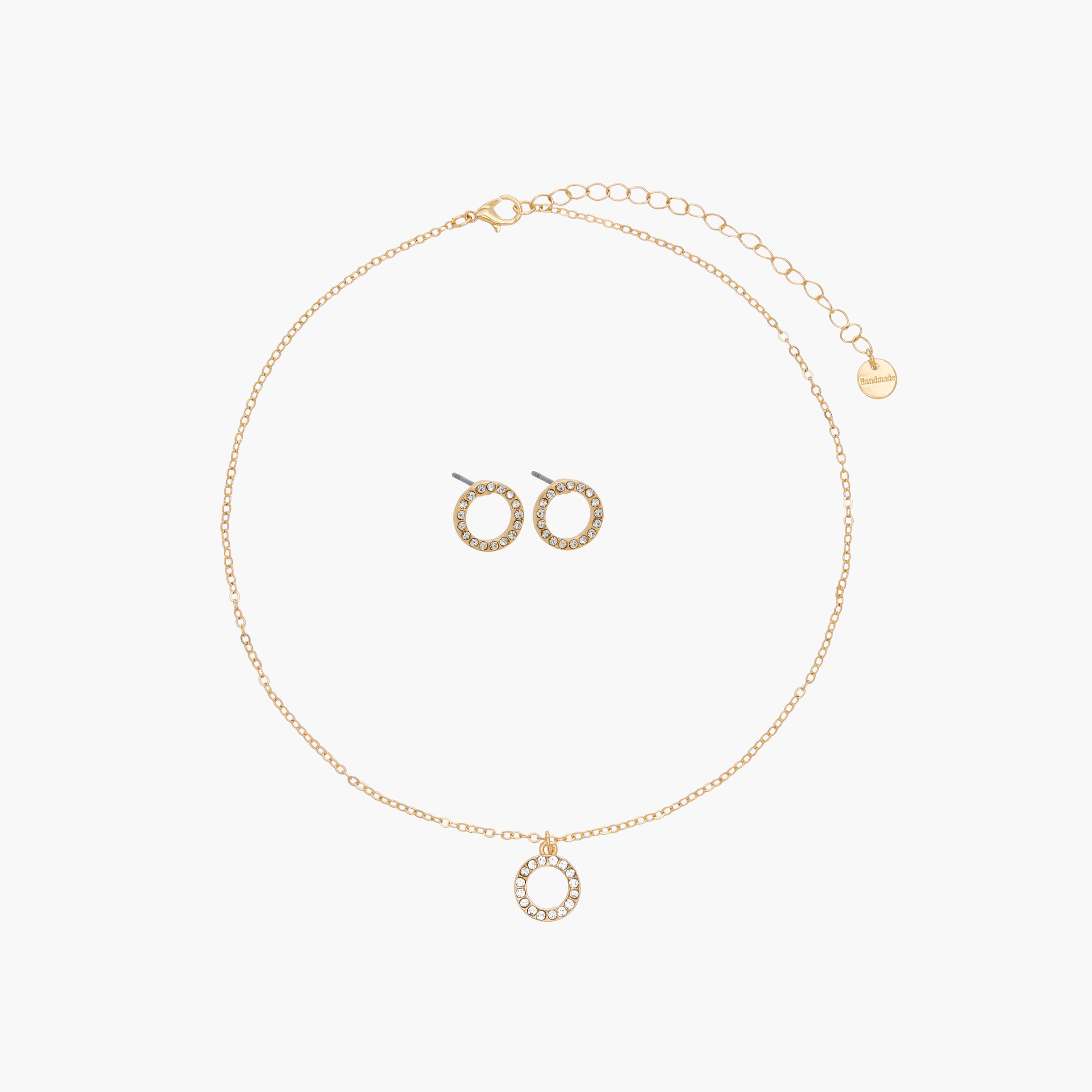 Set of 2 - Gold Tone Embellished Pendant Necklace and Earrings-women-watchesandjewellery-jewellery-jewellerysets-image-1