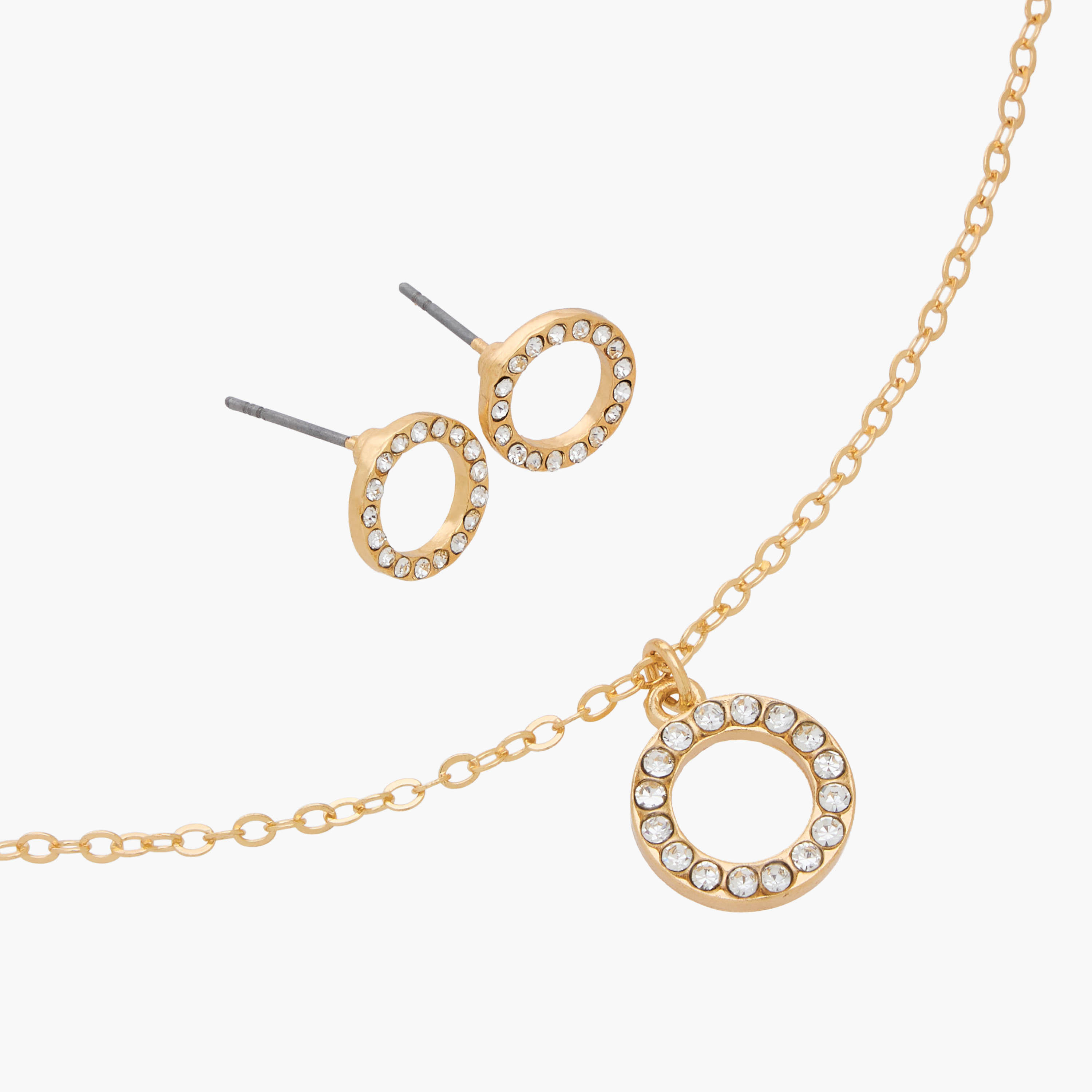 Set of 2 - Gold Tone Embellished Pendant Necklace and Earrings-women-watchesandjewellery-jewellery-jewellerysets-image-3