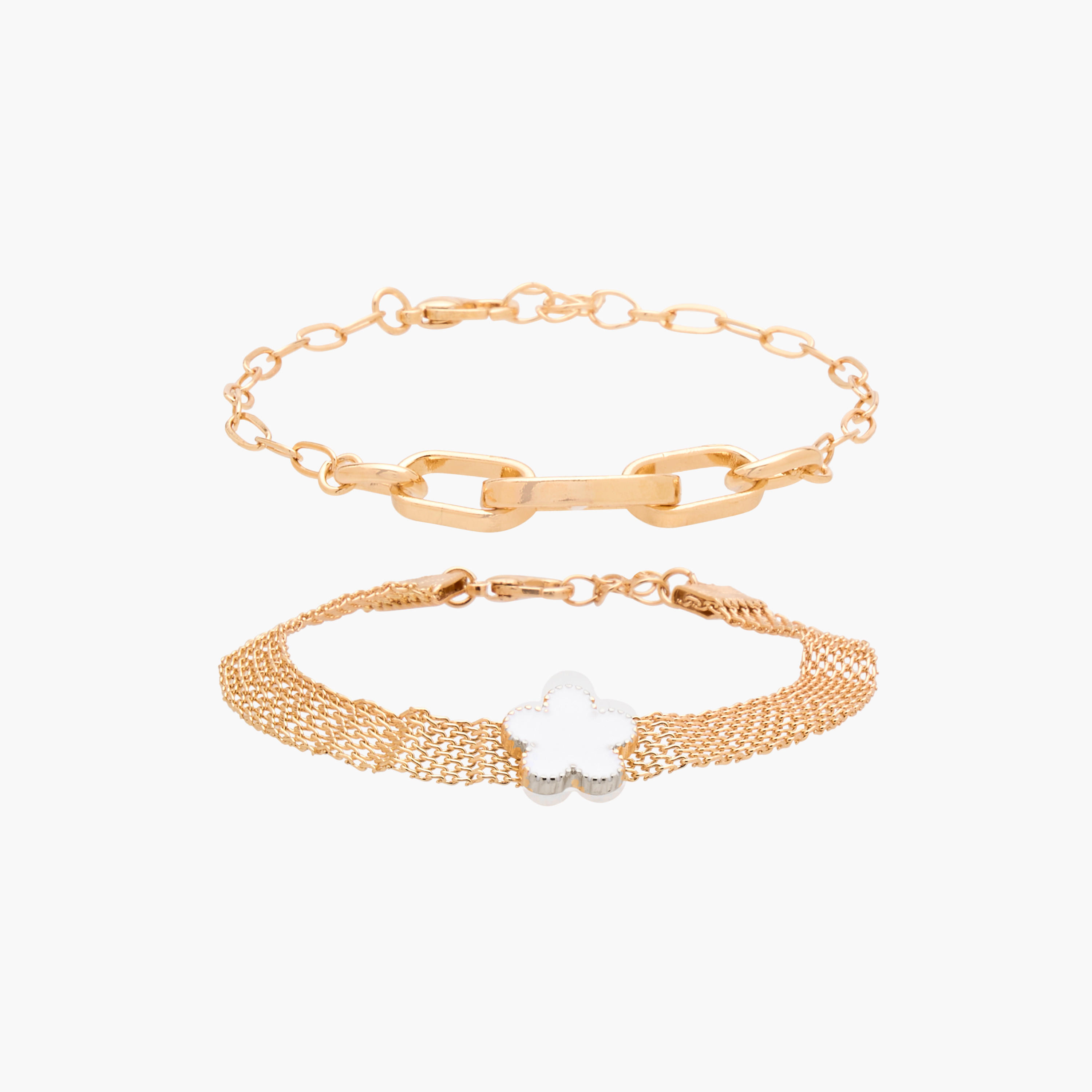 Pack of 2 Gold Plated Assorted Bracelet-women-watchesandjewellery-jewellery-banglesandbracelets-image-1