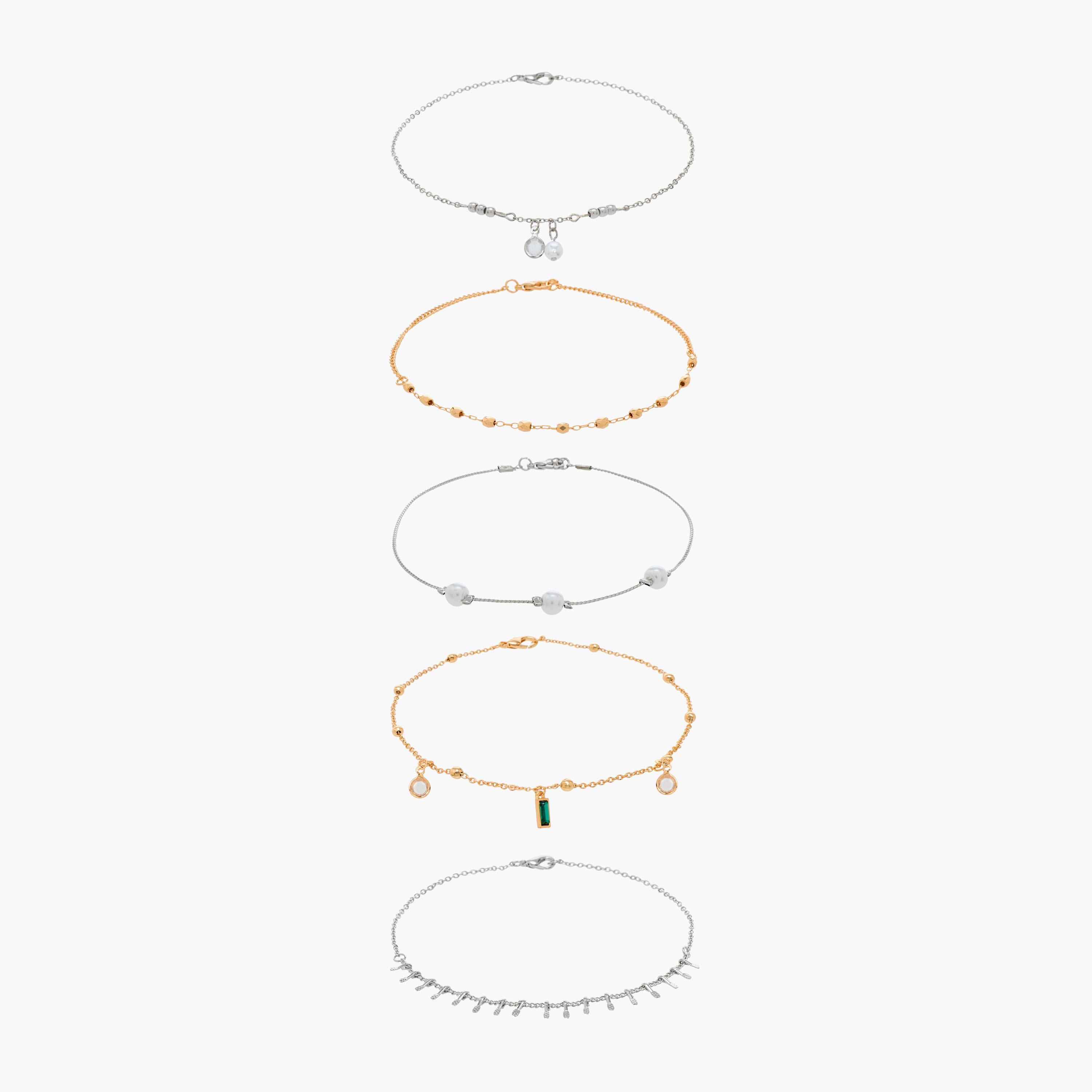 Pack of 5 Metallic Embellished Anklet-women-watchesandjewellery-jewellery-anklets-image-1