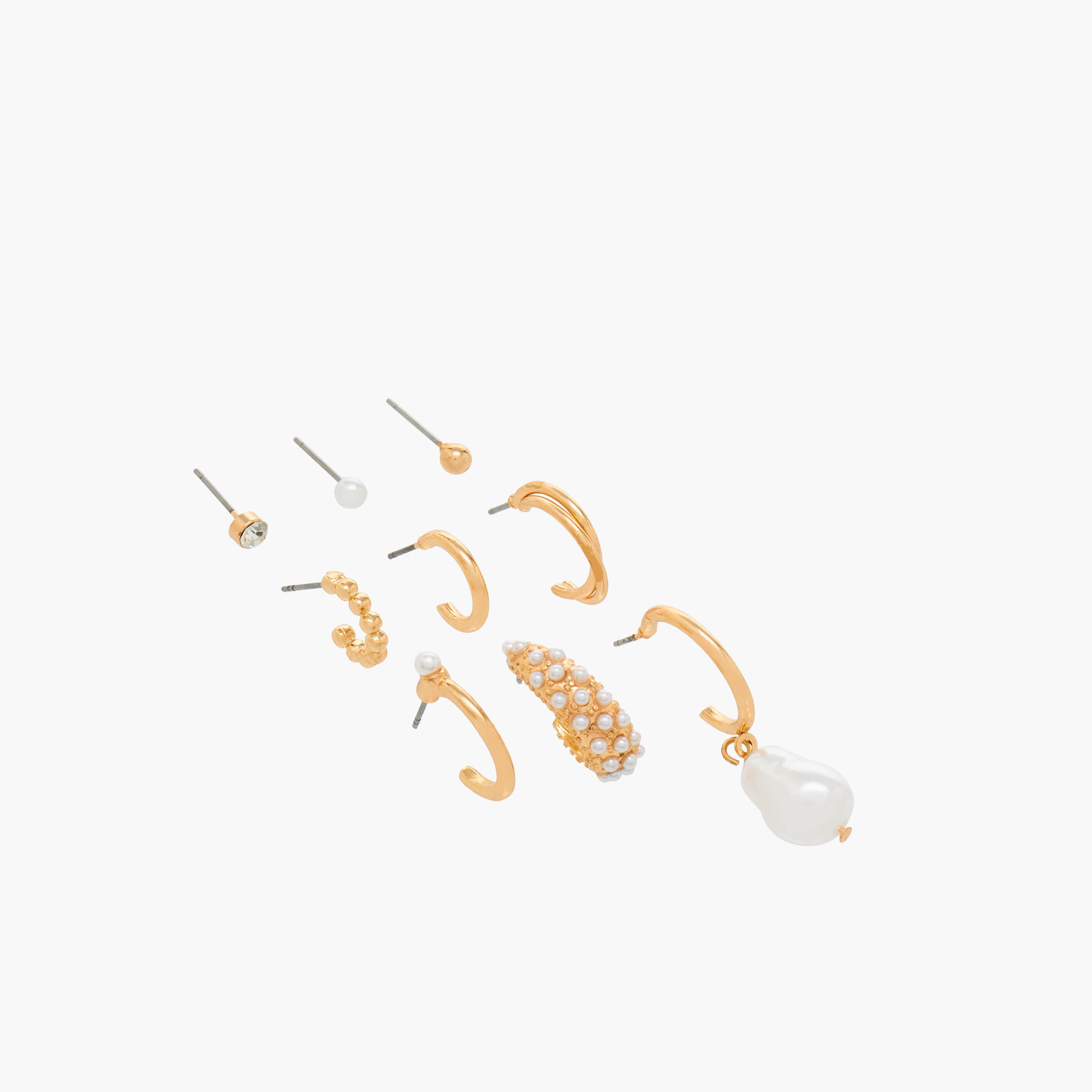Pack of 9 Gold Tone Assorted Earrings with Pushback Closure-women-watchesandjewellery-jewellery-earrings-image-2