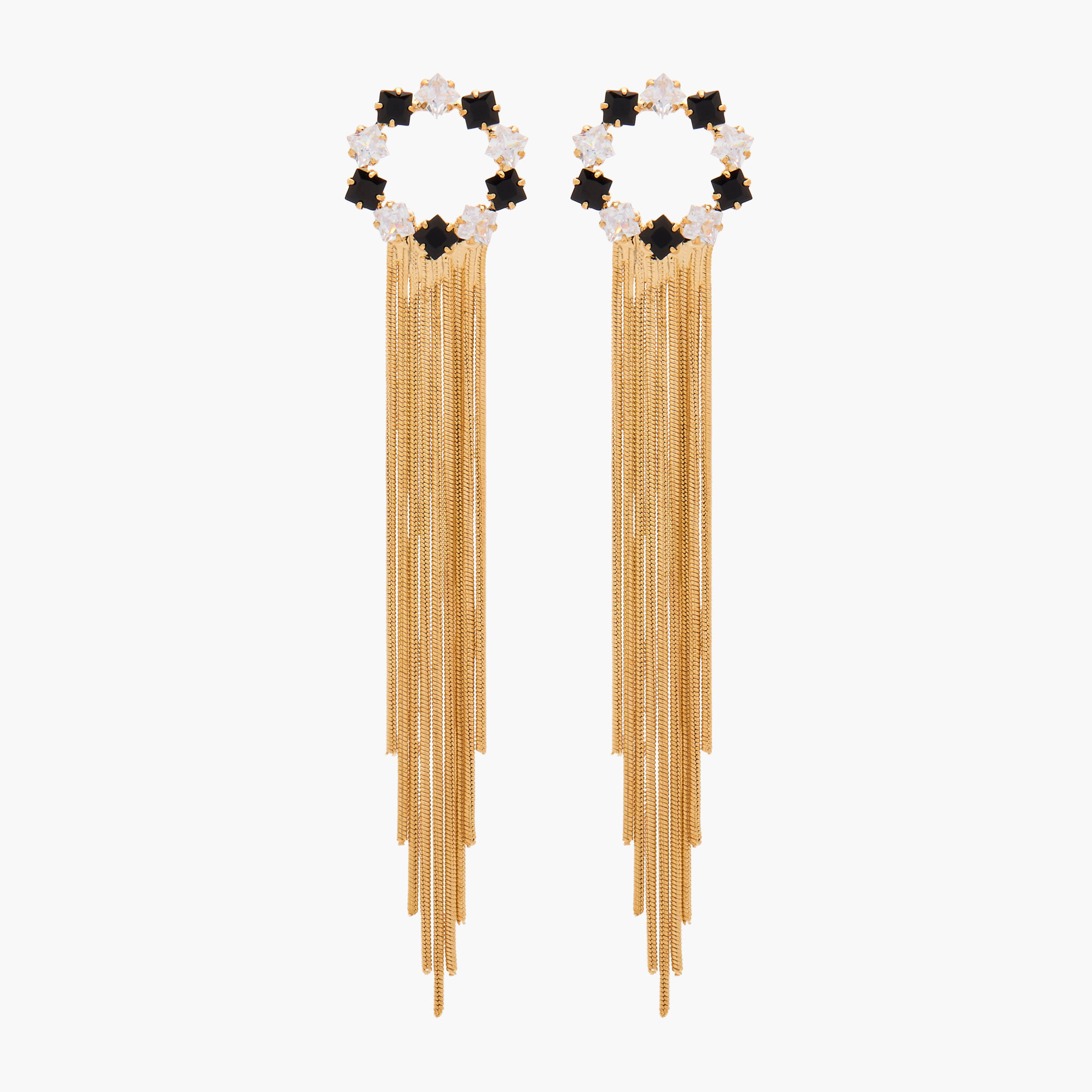 Gold Tone Embellished Drop Earrings with Pushback Closure-women-watchesandjewellery-jewellery-earrings-image-1