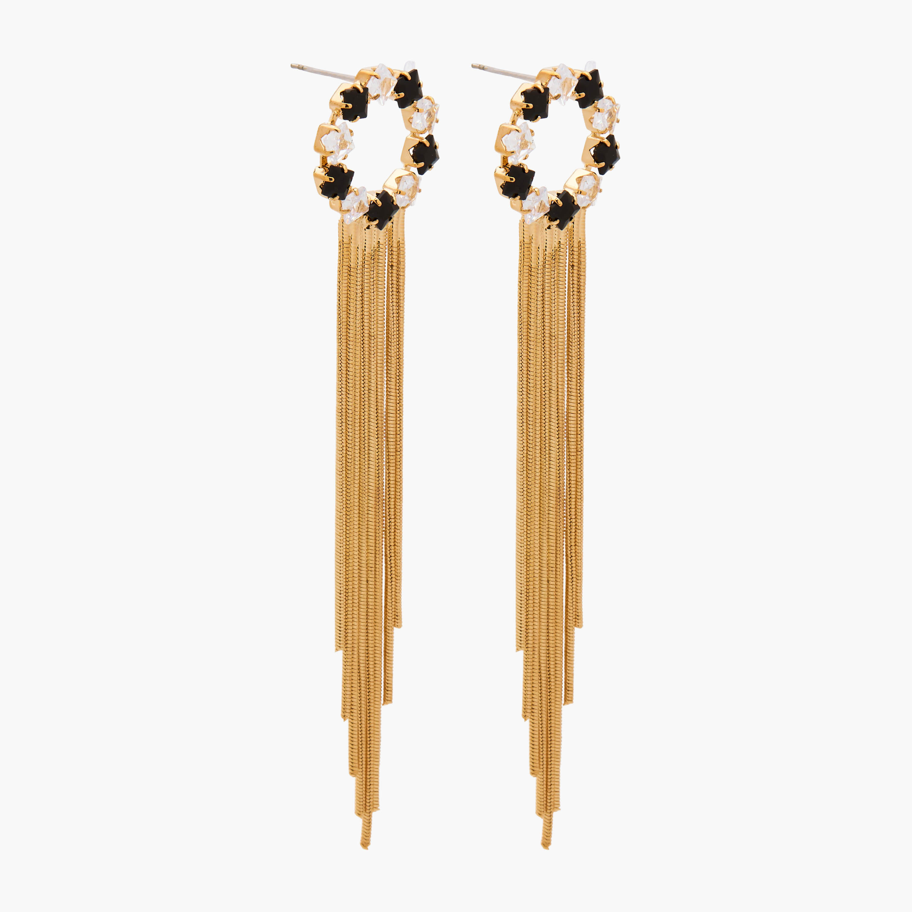 Gold Tone Embellished Drop Earrings with Pushback Closure-women-watchesandjewellery-jewellery-earrings-image-2