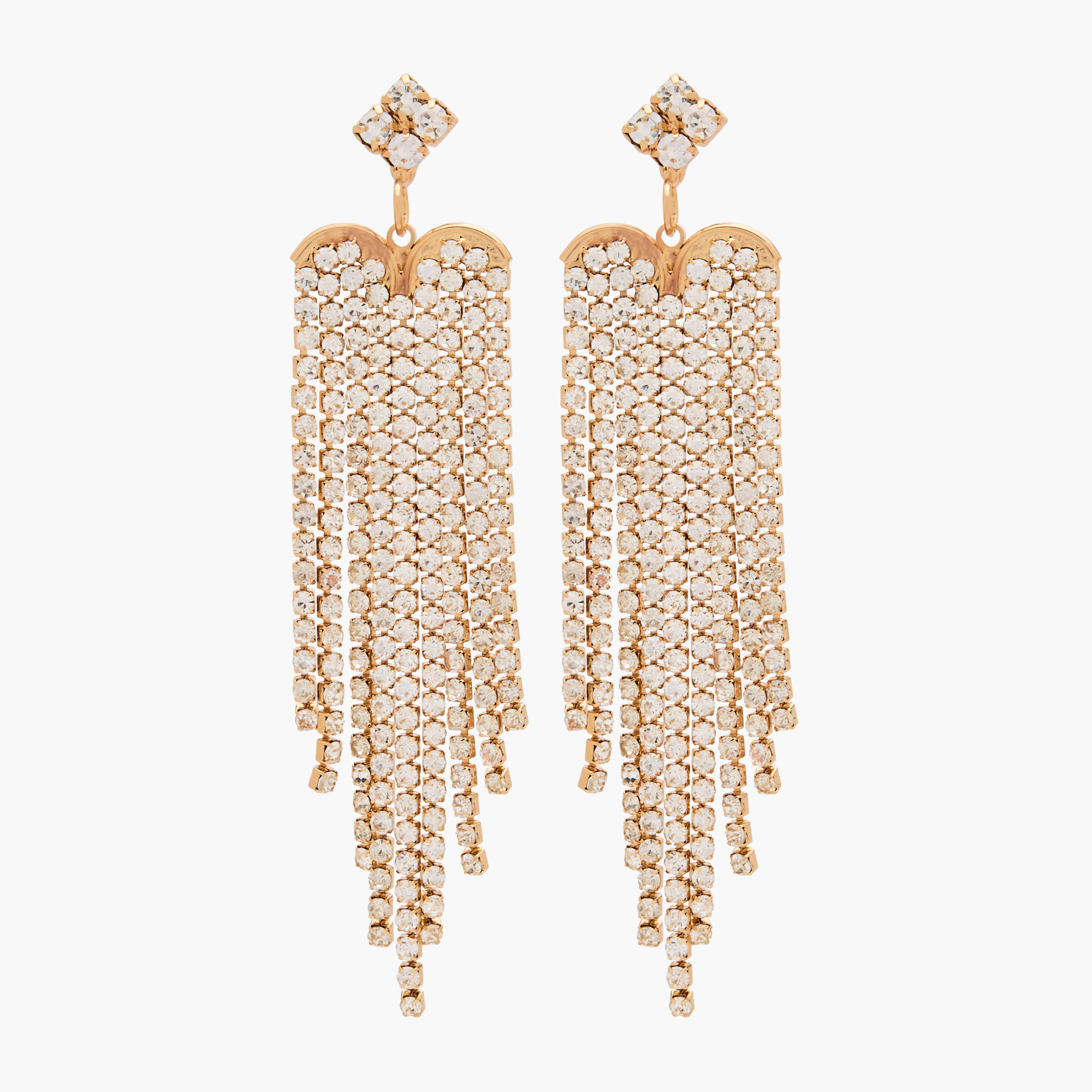 Gold Tone Embellished Drop Earrings with Pushback Closure-women-watchesandjewellery-jewellery-earrings-image-1
