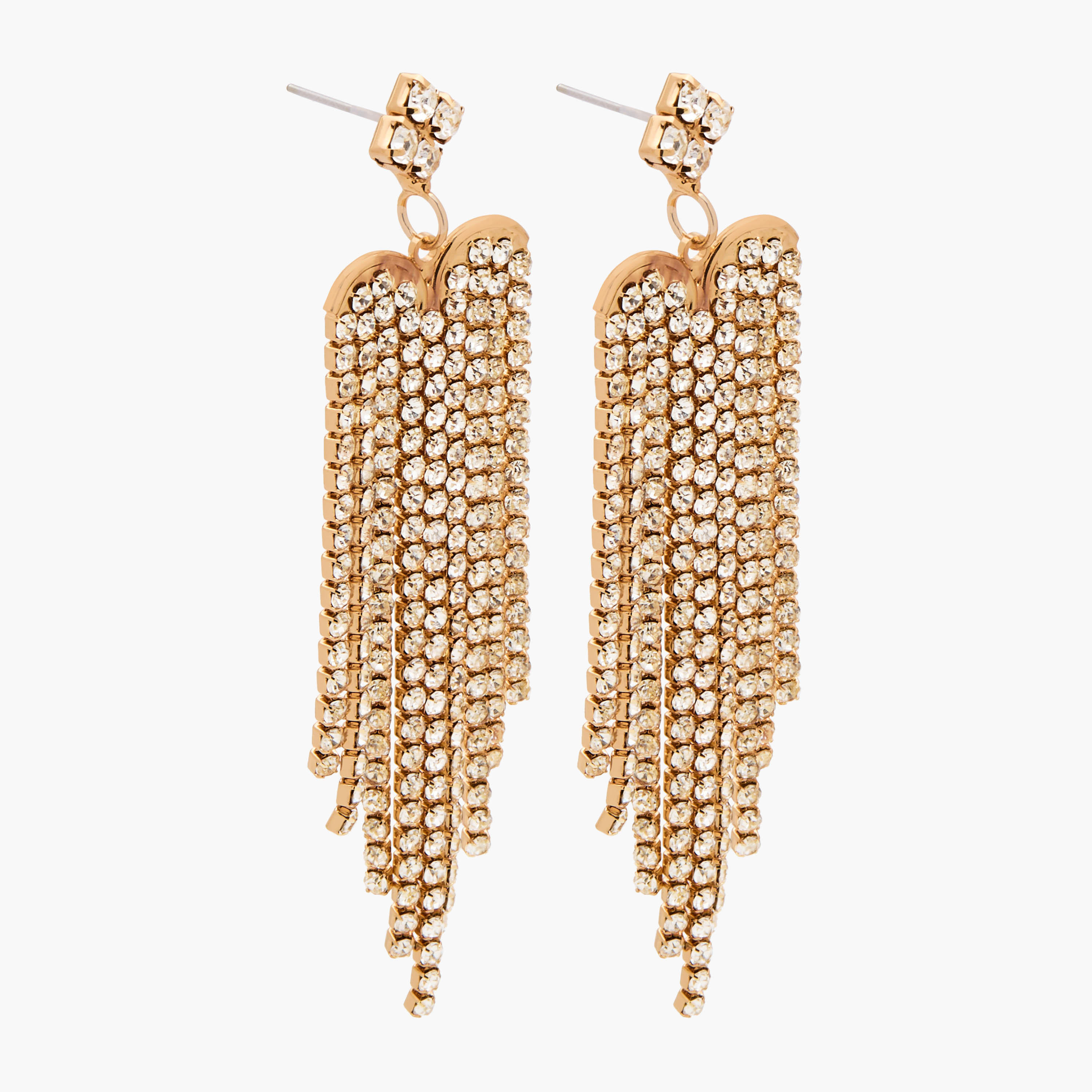 Gold Tone Embellished Drop Earrings with Pushback Closure-women-watchesandjewellery-jewellery-earrings-image-2