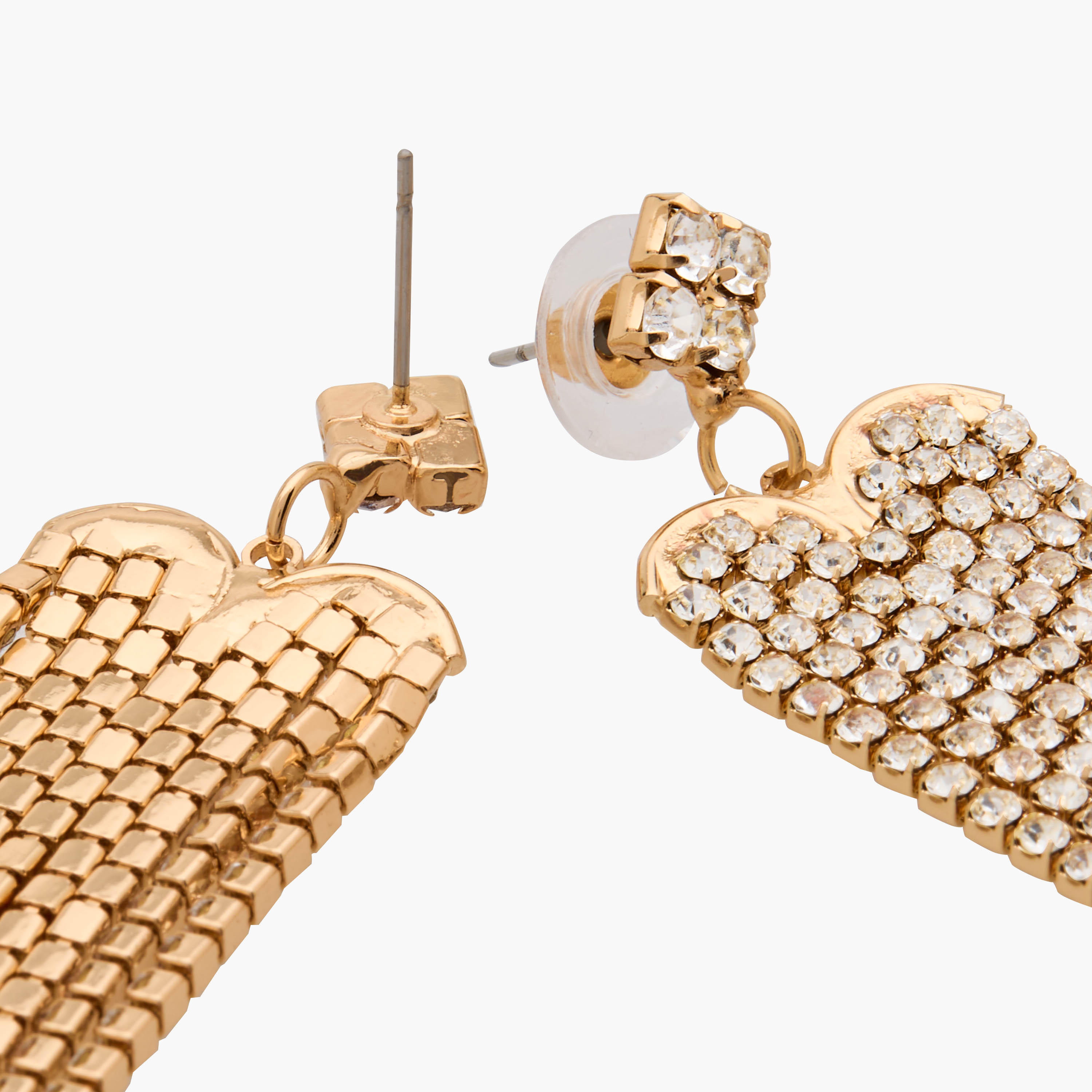 Gold Tone Embellished Drop Earrings with Pushback Closure-women-watchesandjewellery-jewellery-earrings-image-3