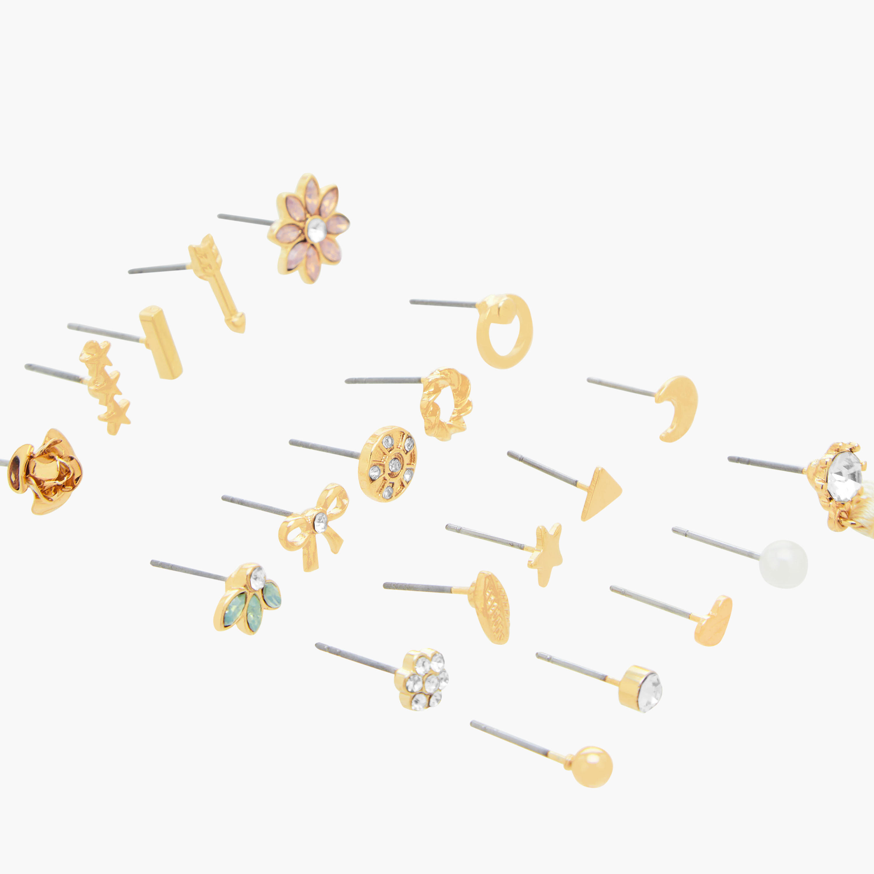 حلقان دبوس بلون ذهبي ومكبس إغلاق - عبوة 20 زوج-women-watchesandjewellery-jewellery-earrings-image-3