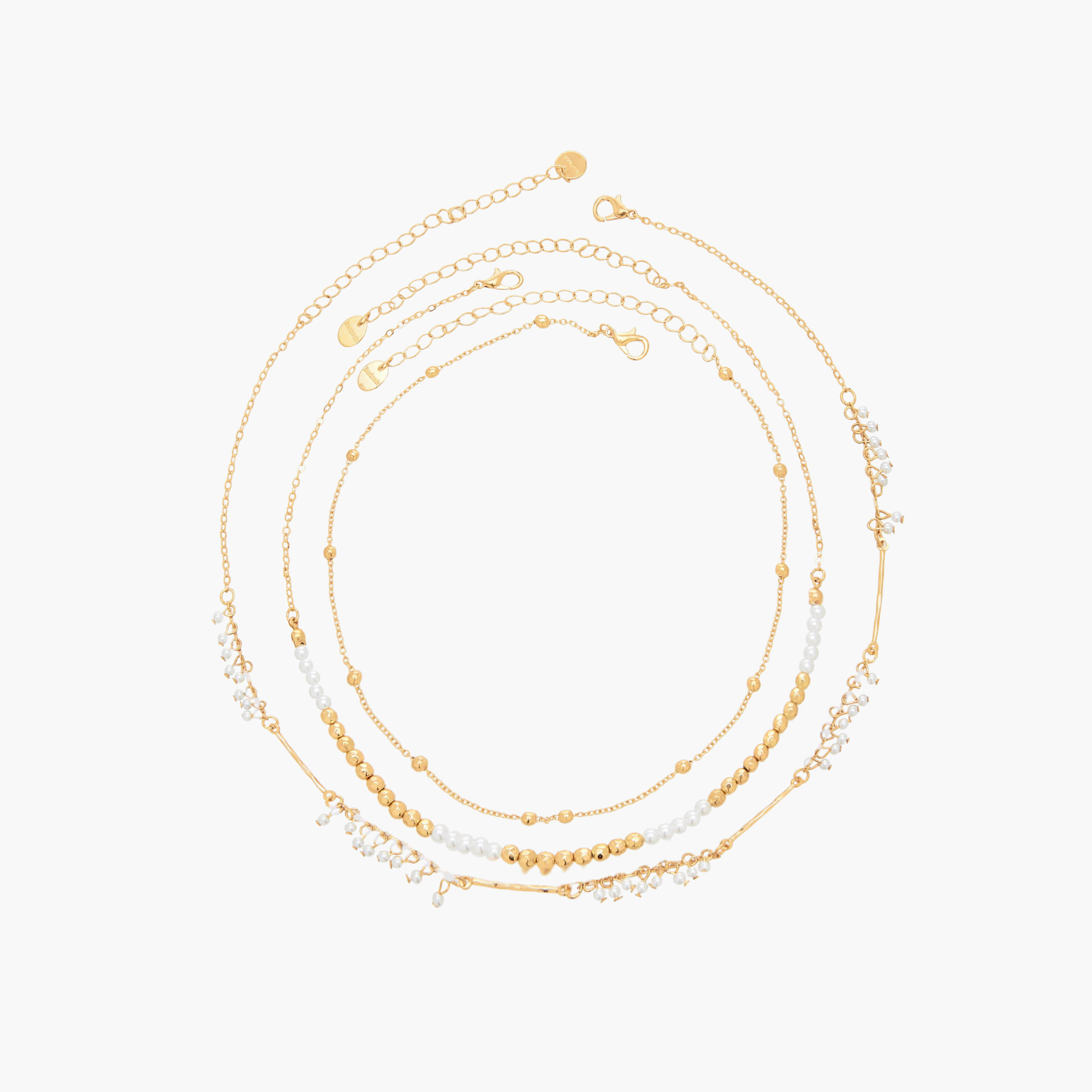 Set of 3 - Gold Tone Necklace with Bead Embellishment-women-watchesandjewellery-jewellery-necklacesandpendants-image-1