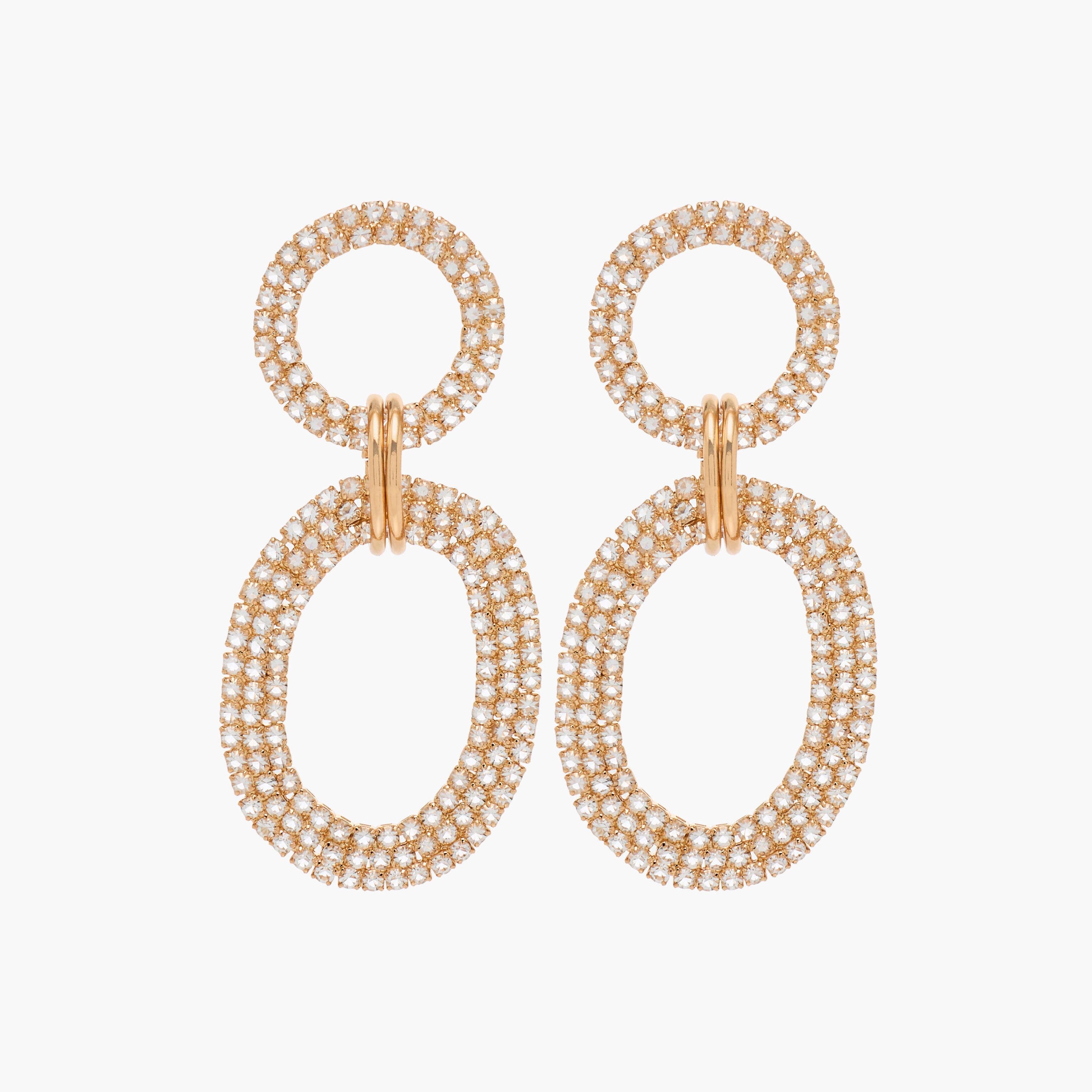 Gold Tone Cubic Zirconia Embellished Dangling Earrings with Pushback Closure-women-watchesandjewellery-jewellery-earrings-image-1