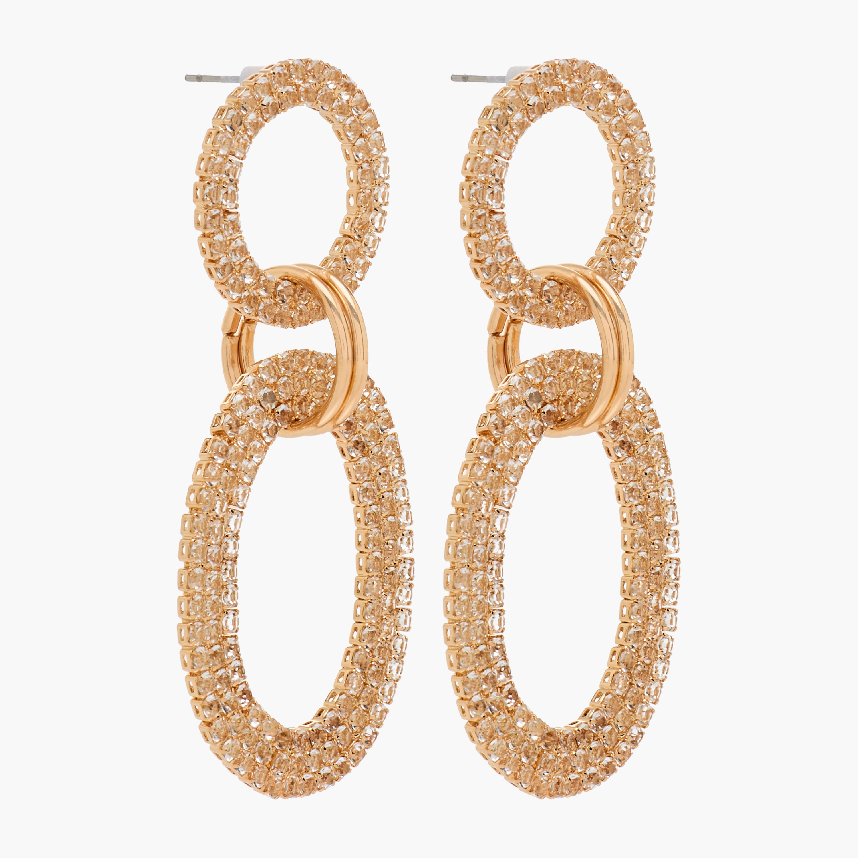 Gold Tone Cubic Zirconia Embellished Dangling Earrings with Pushback Closure-women-watchesandjewellery-jewellery-earrings-image-2