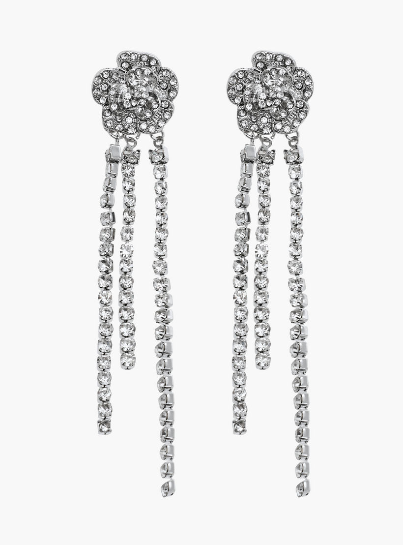 Set of 2 - Floral Embellished Metallic Necklace and Earrings-women-watchesandjewellery-jewellery-jewellerysets-image-3