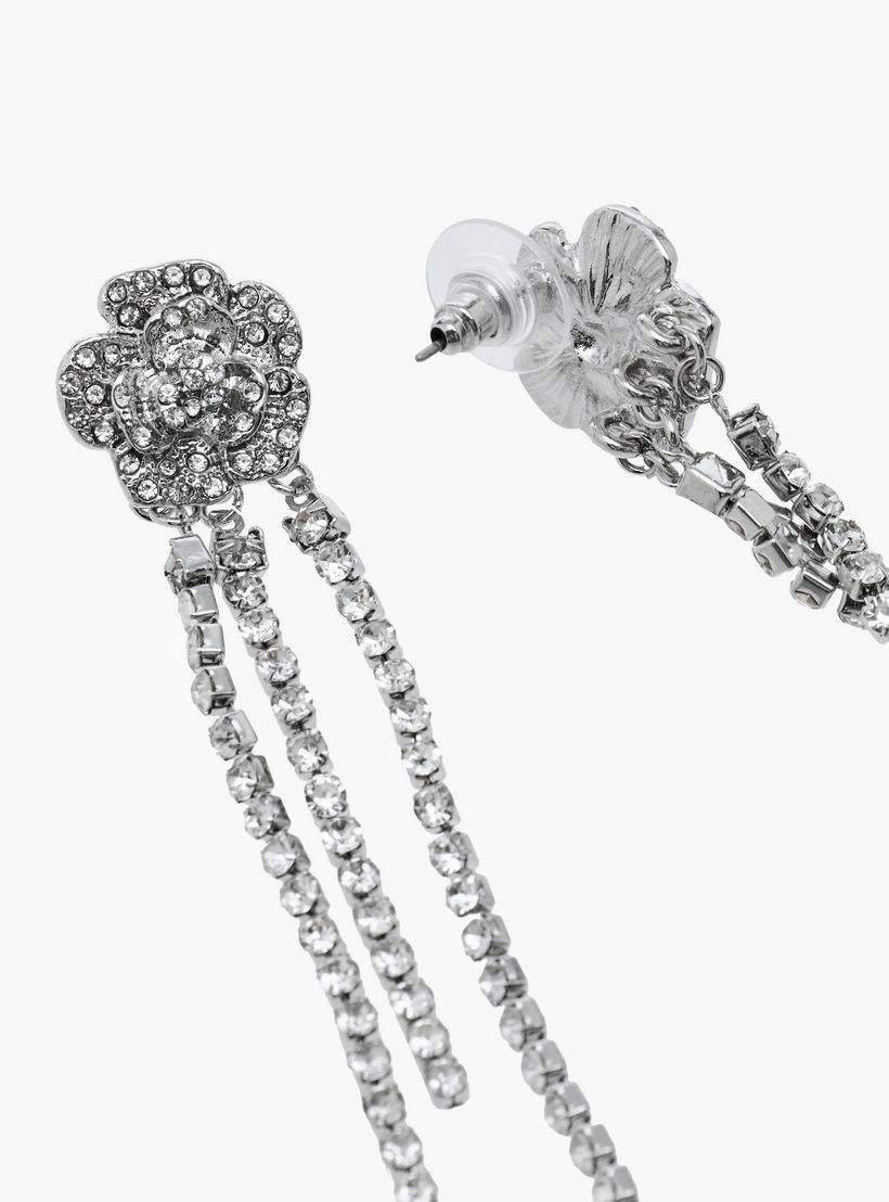 Set of 2 - Floral Embellished Metallic Necklace and Earrings-women-watchesandjewellery-jewellery-jewellerysets-image-7