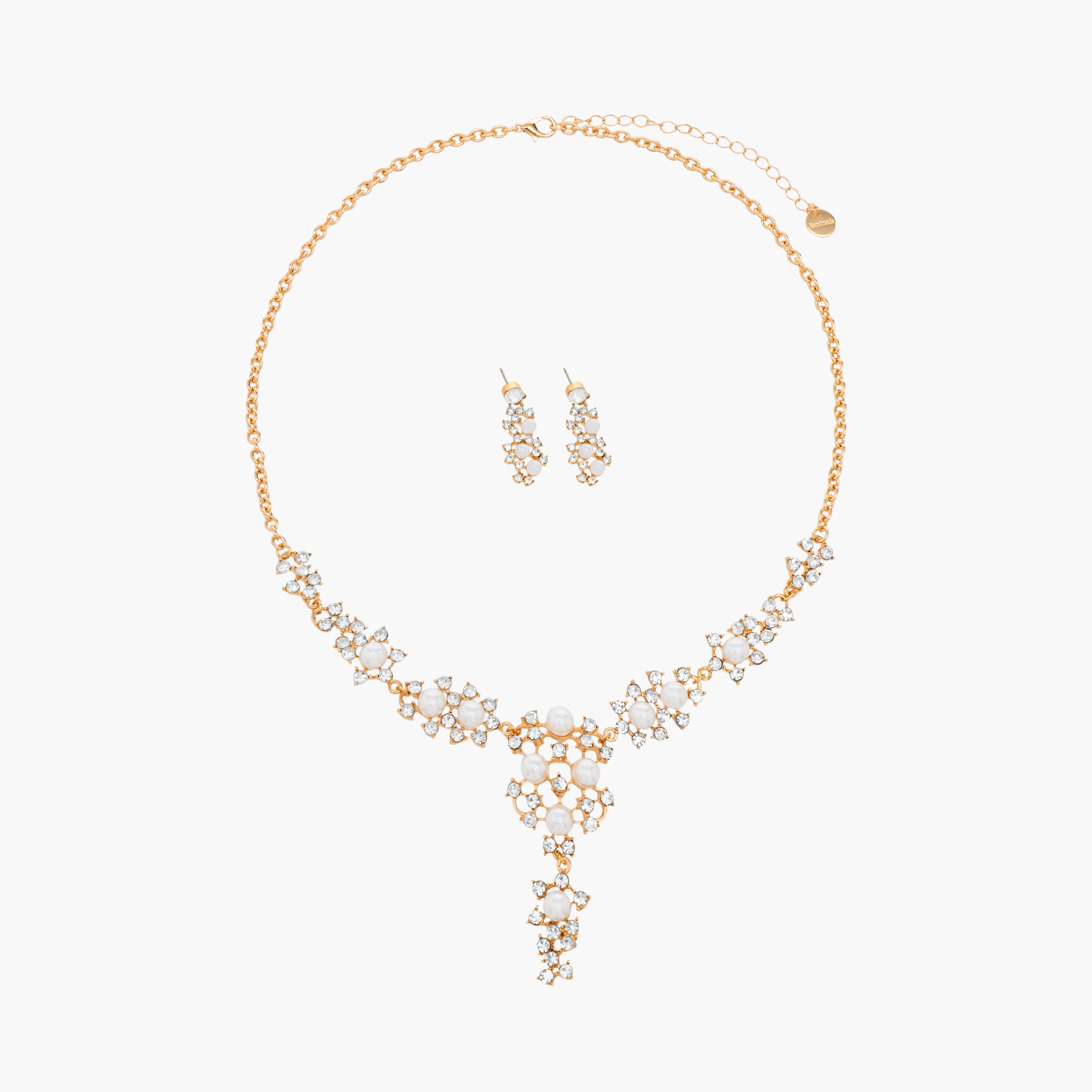 حلق وعقد بتزيينات لؤلؤ - طقم من قطعتين-women-watchesandjewellery-jewellery-jewellerysets-image-1