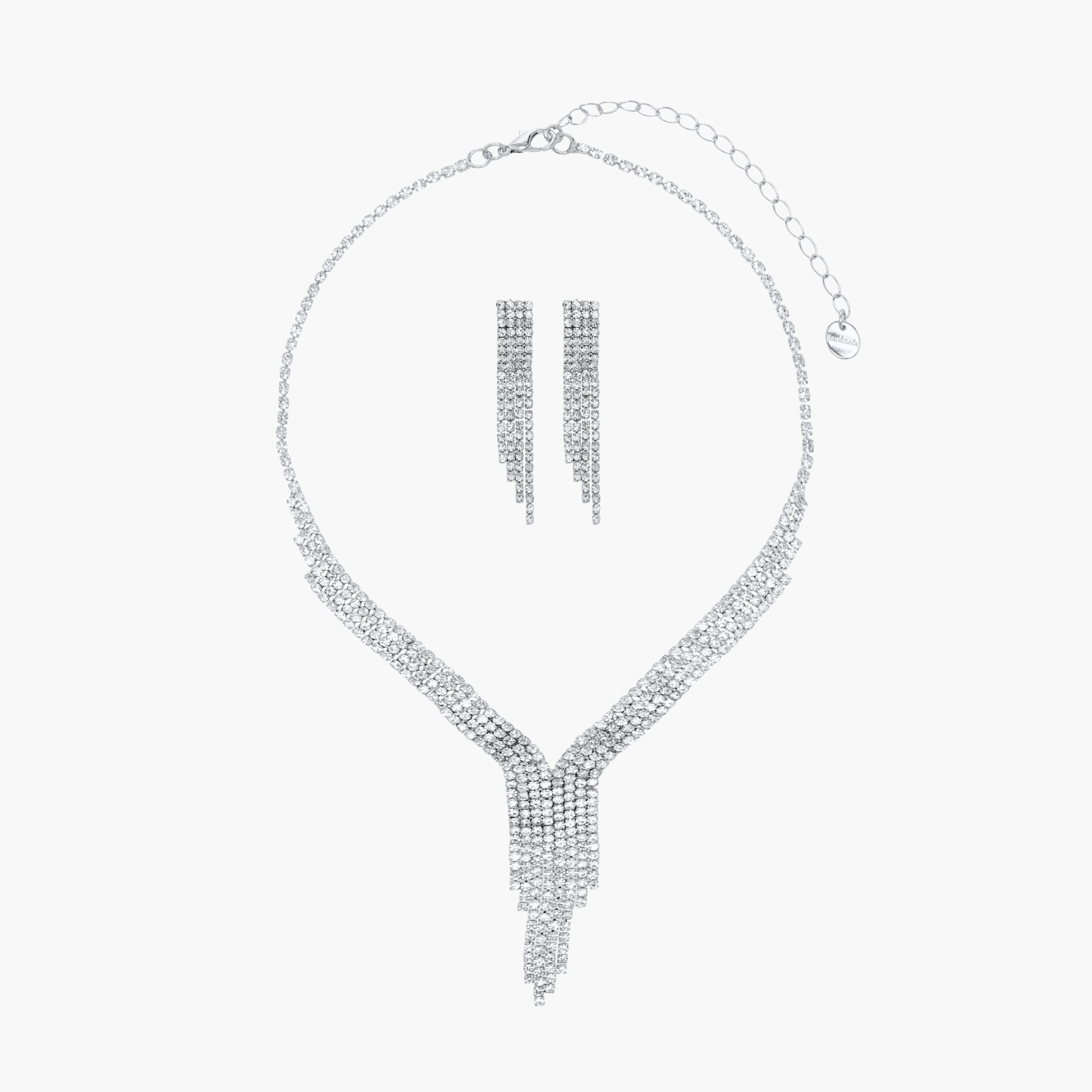 Set of 2 Cubic Zirconia Embellished Necklace and Earrings-women-watchesandjewellery-jewellery-jewellerysets-image-1
