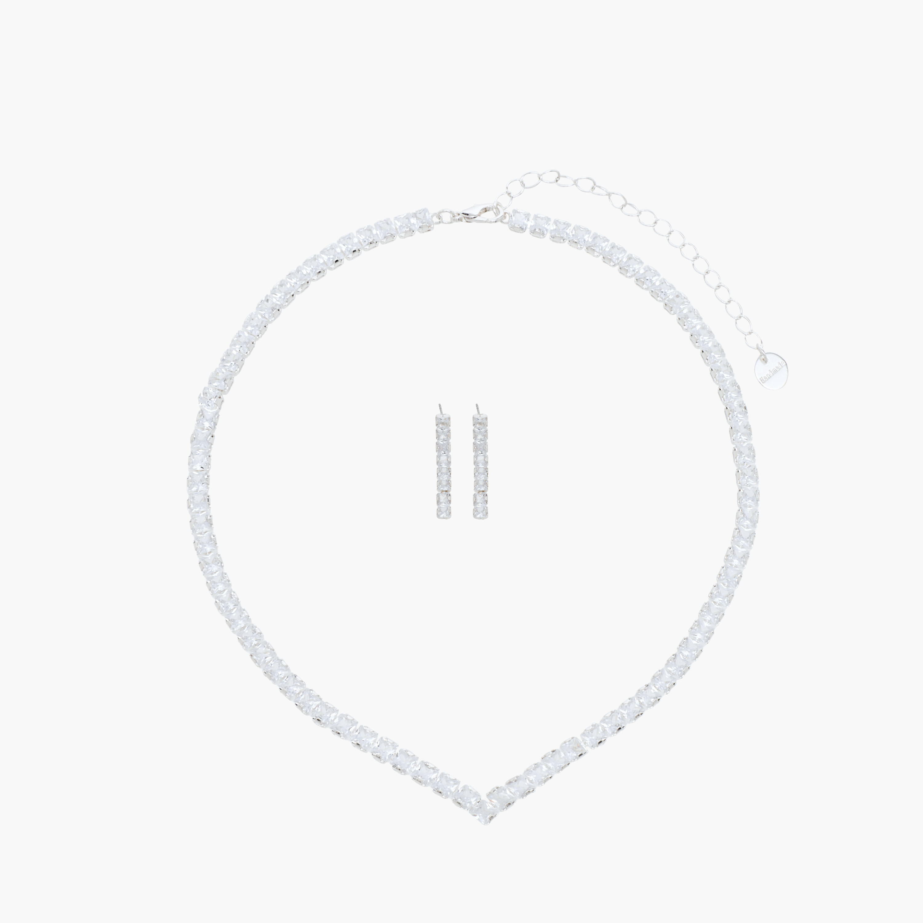 Set of 2 - Stone Embellished Necklace and Earrings-women-watchesandjewellery-jewellery-jewellerysets-image-1