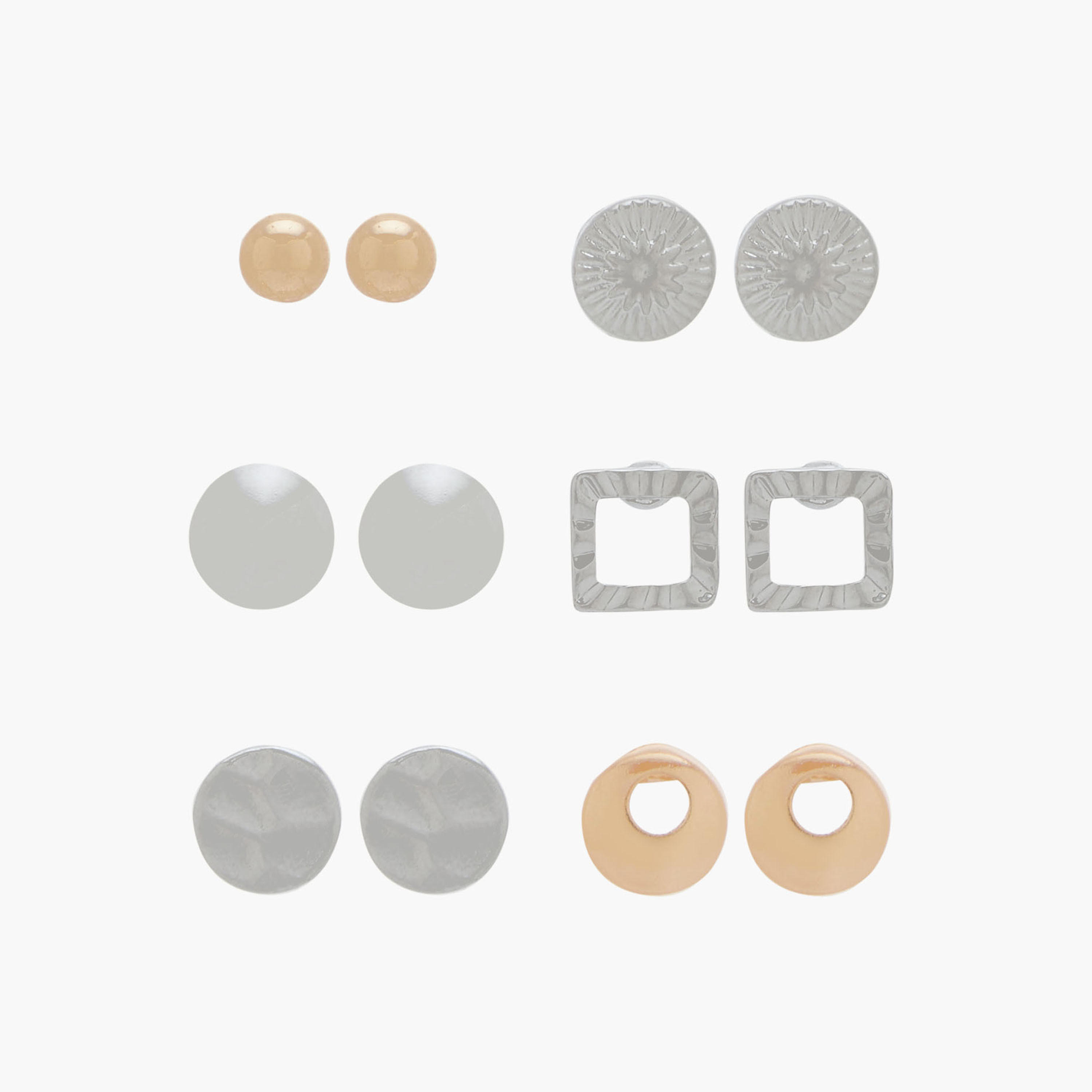Pack of 6 Stud Earrings with Pushback Closure-women-watchesandjewellery-jewellery-earrings-image-1