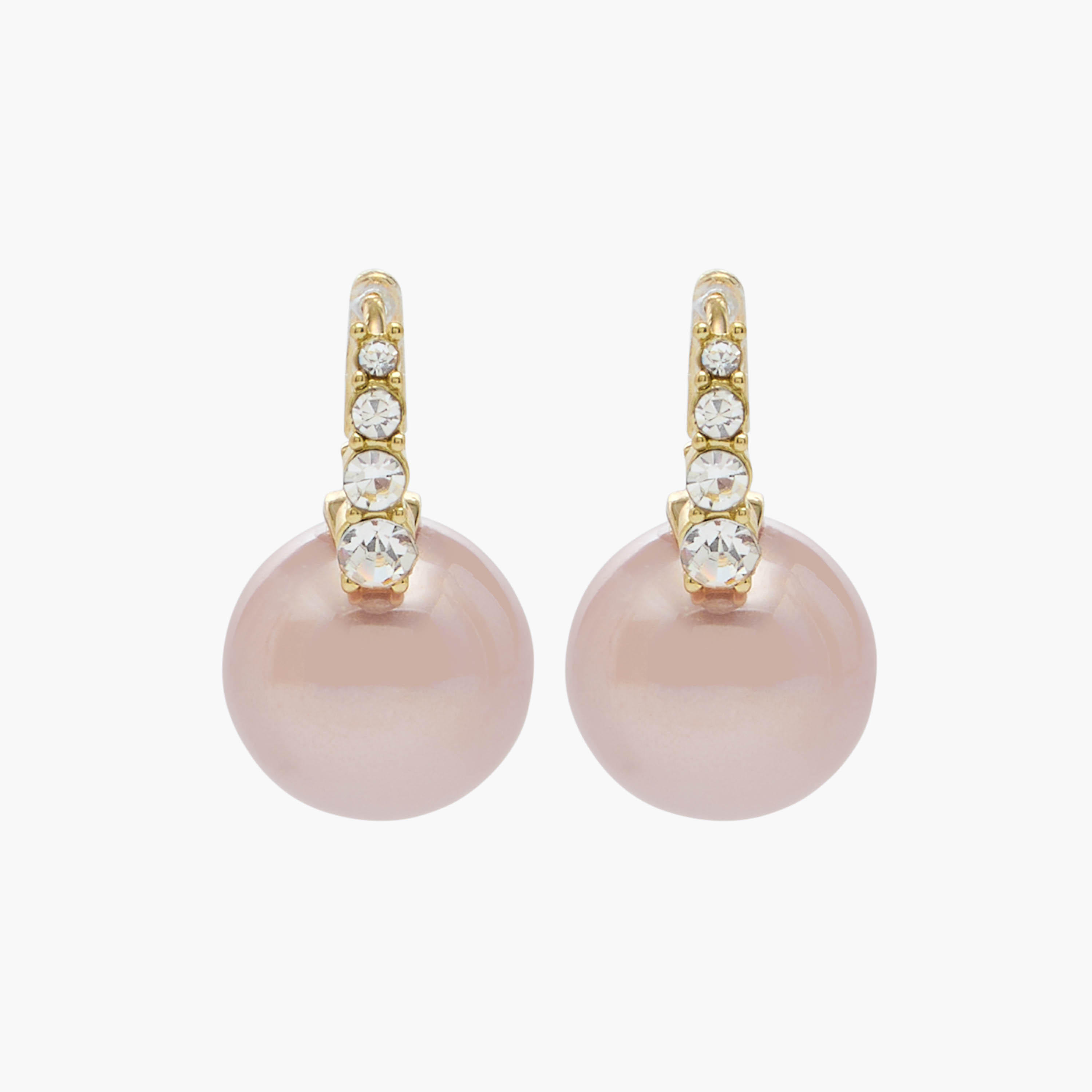 Gold Tone Pearl Embellished Hoop Earrings with Hinge Closure-women-watchesandjewellery-jewellery-earrings-image-1