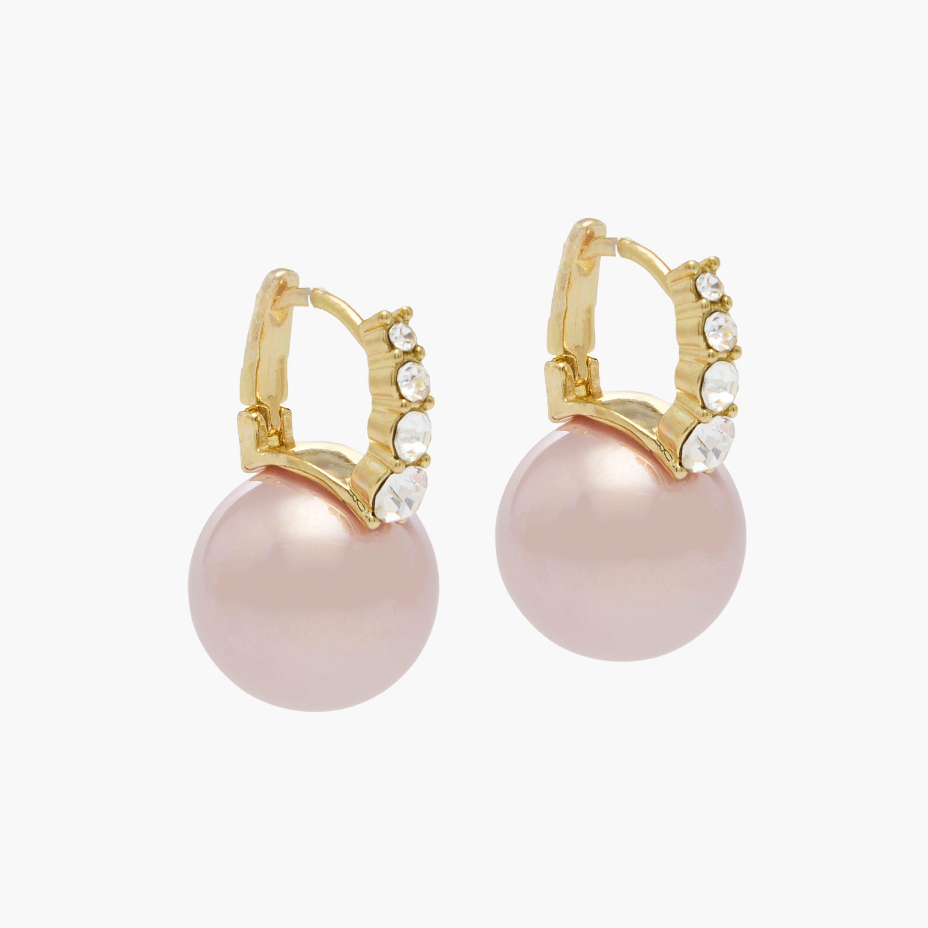 Gold Tone Pearl Embellished Hoop Earrings with Hinge Closure-women-watchesandjewellery-jewellery-earrings-image-2