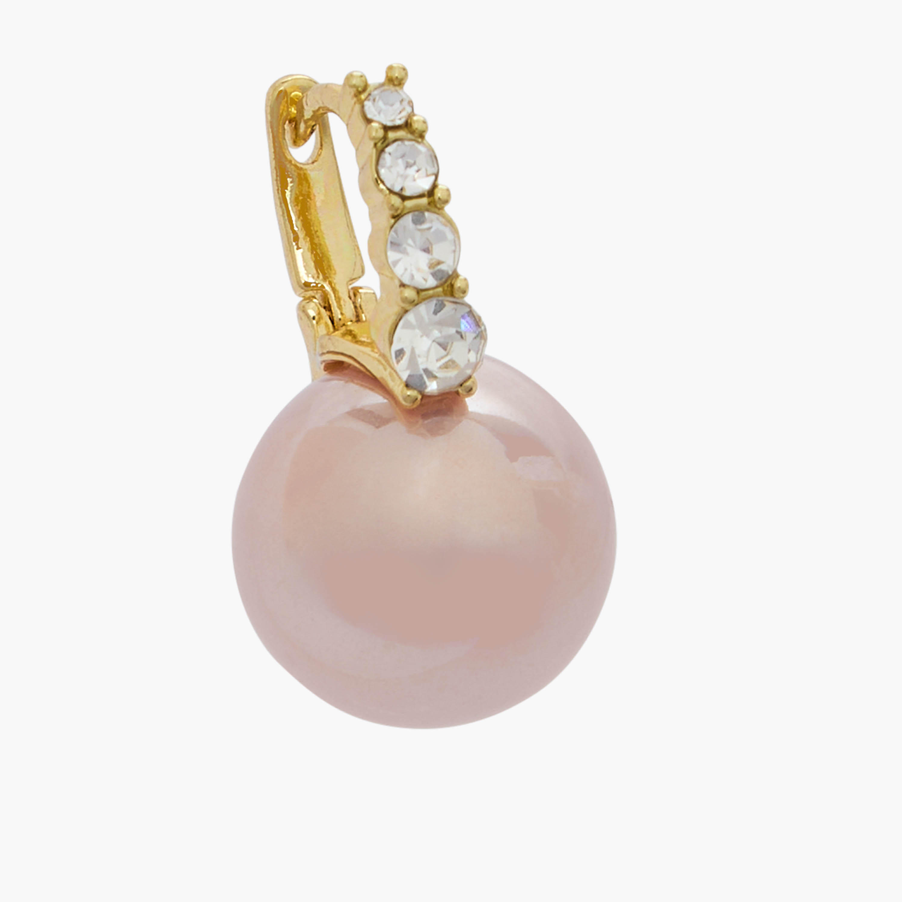 Gold Tone Pearl Embellished Hoop Earrings with Hinge Closure-women-watchesandjewellery-jewellery-earrings-image-3