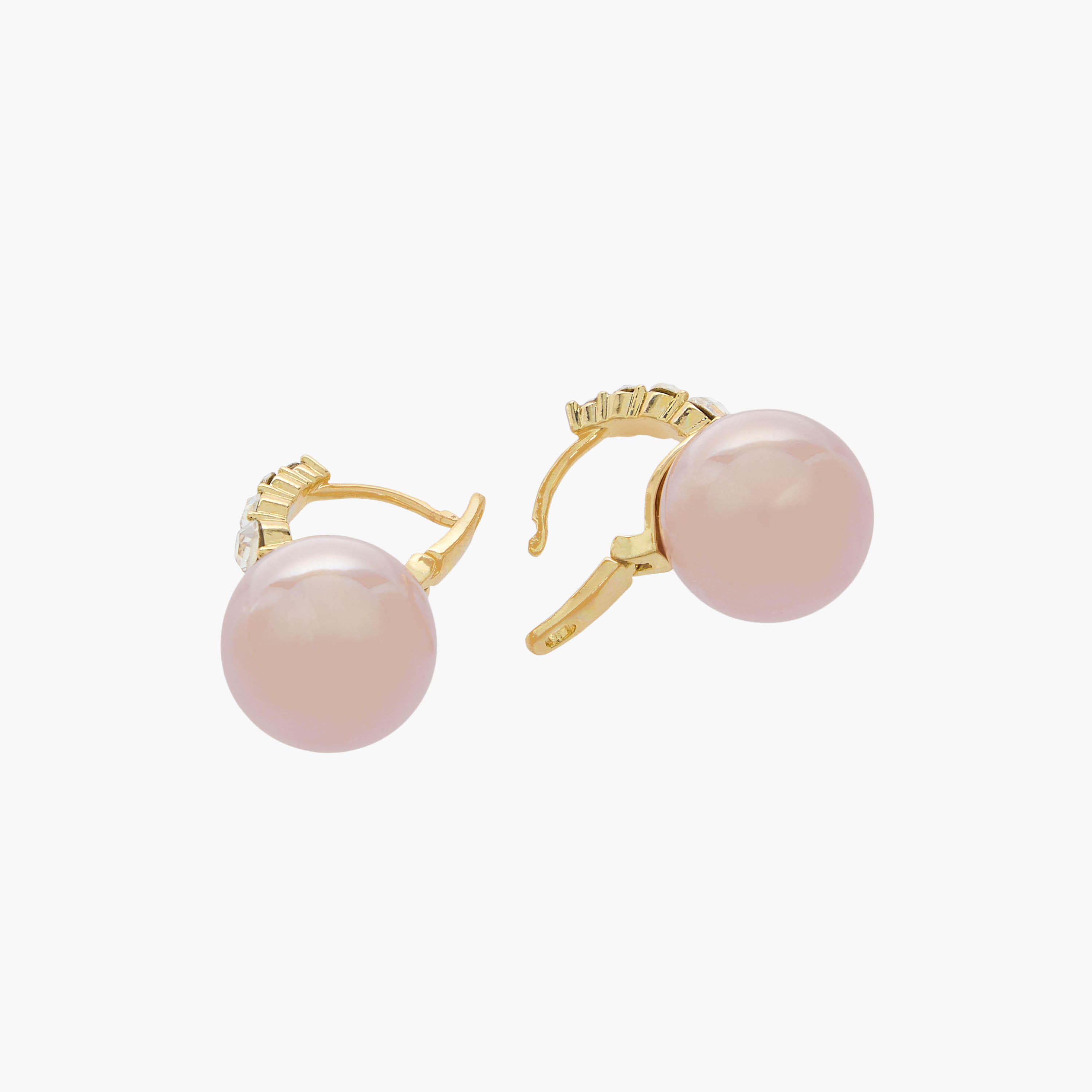 Gold Tone Pearl Embellished Hoop Earrings with Hinge Closure-women-watchesandjewellery-jewellery-earrings-image-4