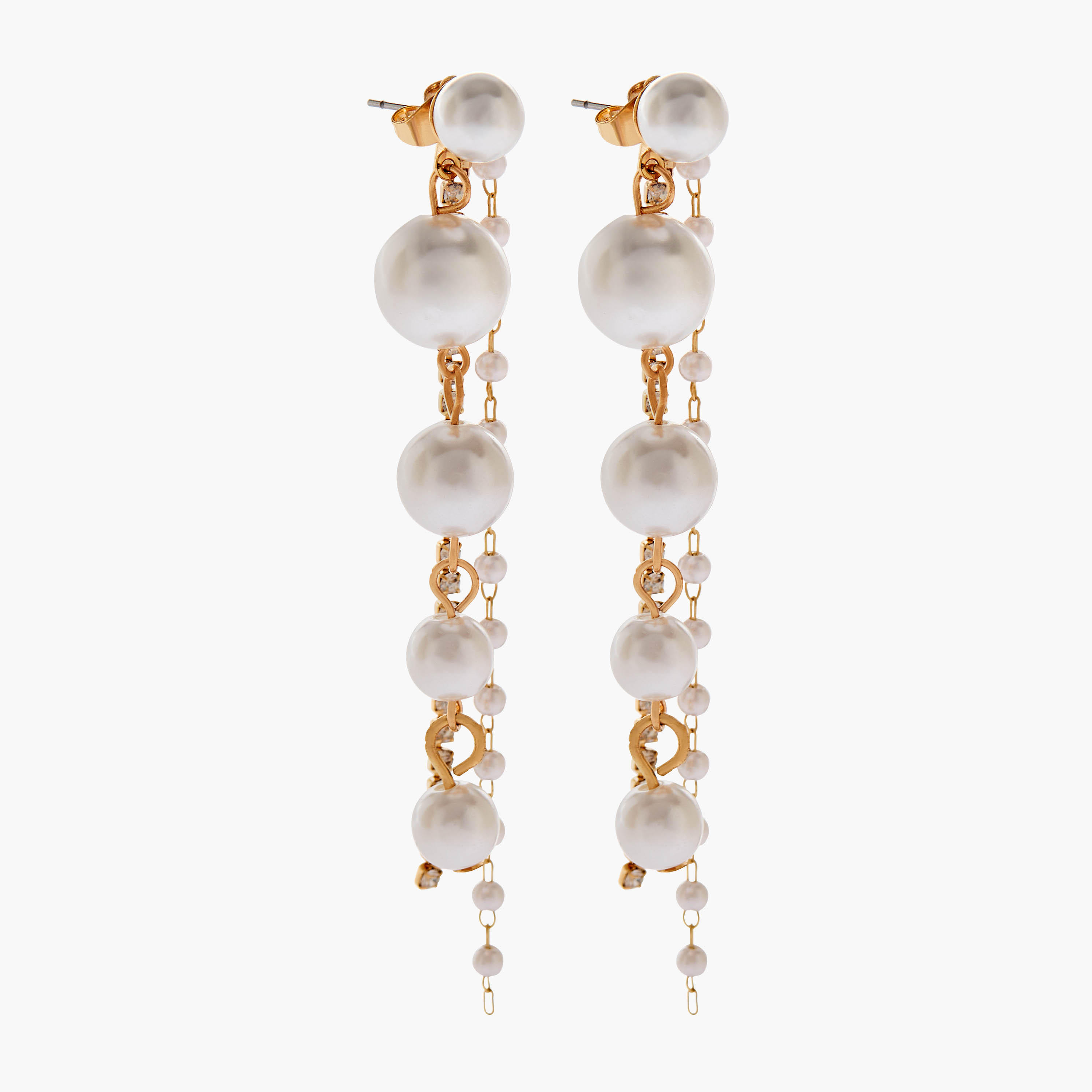حلق ميتالك مزين باللؤلؤ مع مكبس إغلاق خلفي-women-watchesandjewellery-jewellery-earrings-image-2