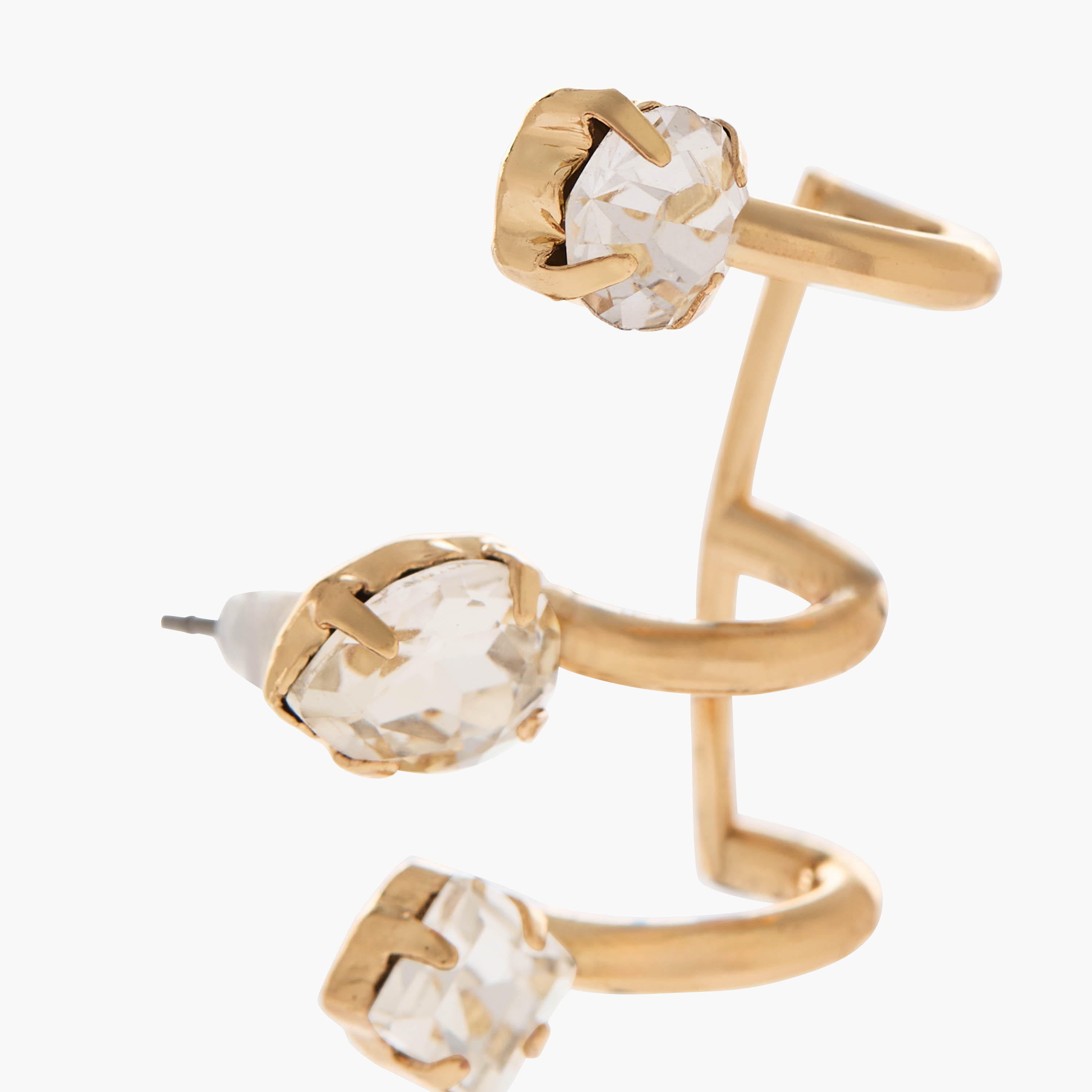 Gold Tone Embellished Cuff Earrings with Pushback Closure-women-watchesandjewellery-jewellery-earrings-image-3